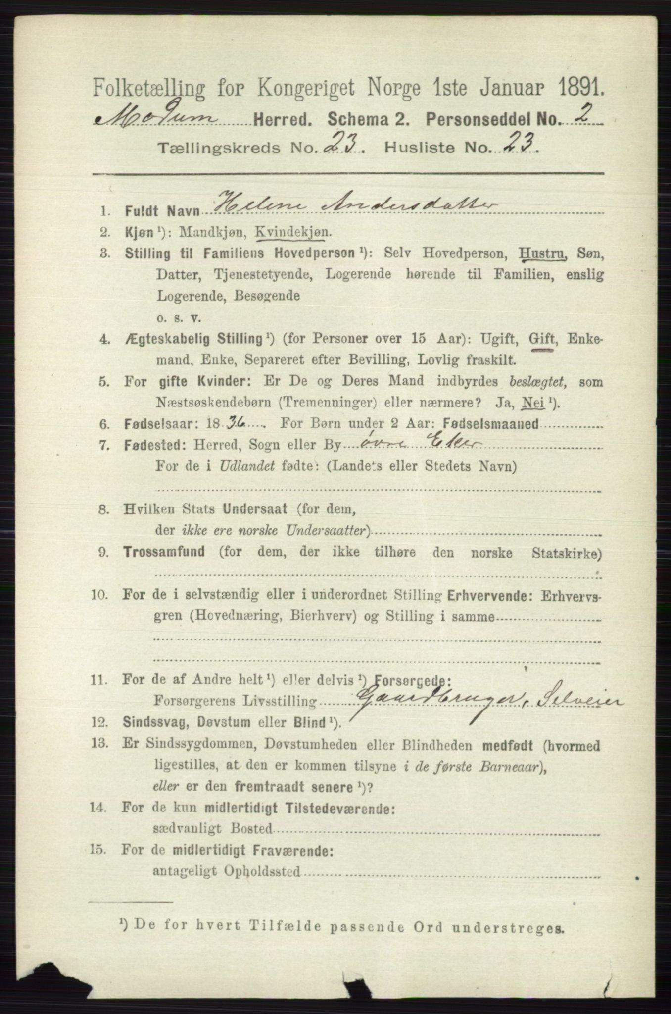 RA, 1891 census for 0623 Modum, 1891, p. 8813