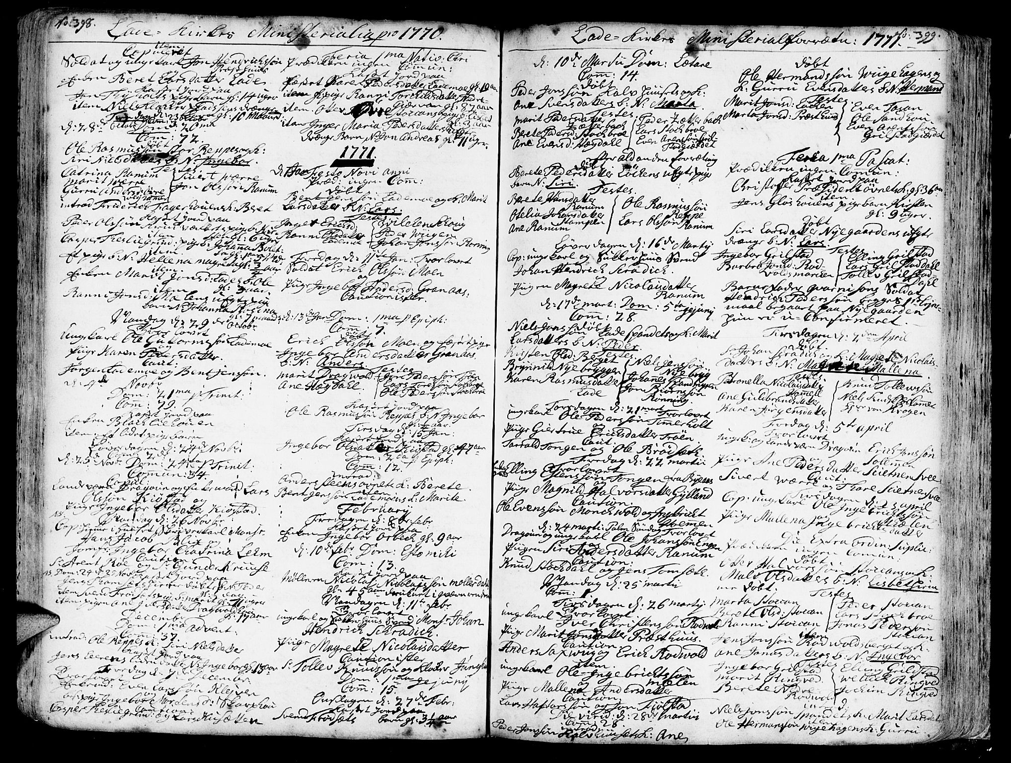 Ministerialprotokoller, klokkerbøker og fødselsregistre - Sør-Trøndelag, SAT/A-1456/606/L0275: Parish register (official) no. 606A01 /1, 1727-1780, p. 398-399