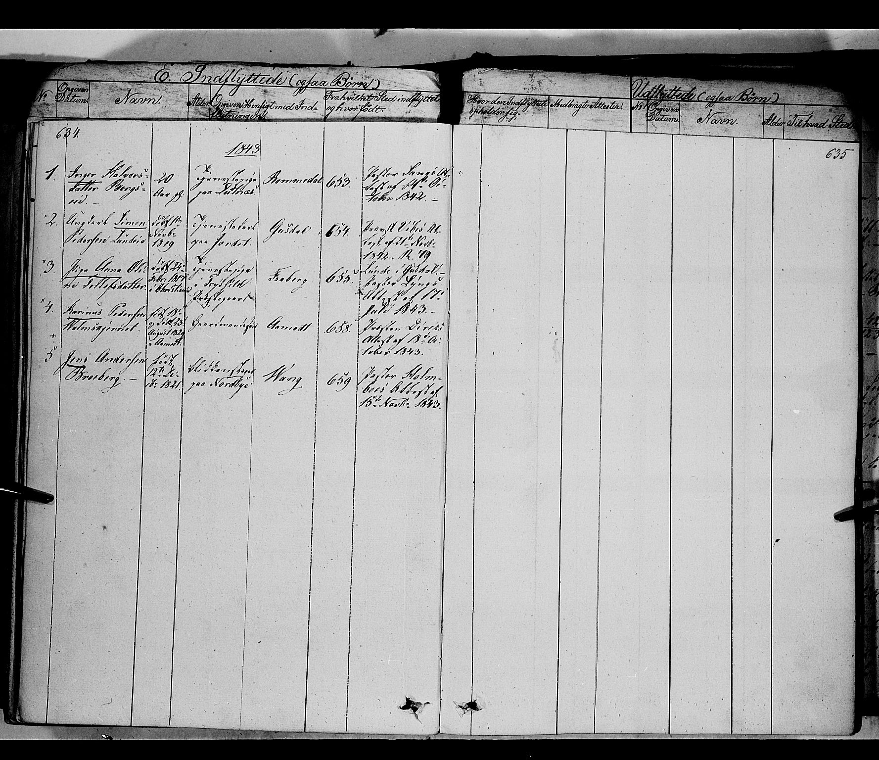 Trysil prestekontor, SAH/PREST-046/H/Ha/Haa/L0004: Parish register (official) no. 4 /1, 1842-1850, p. 634-635