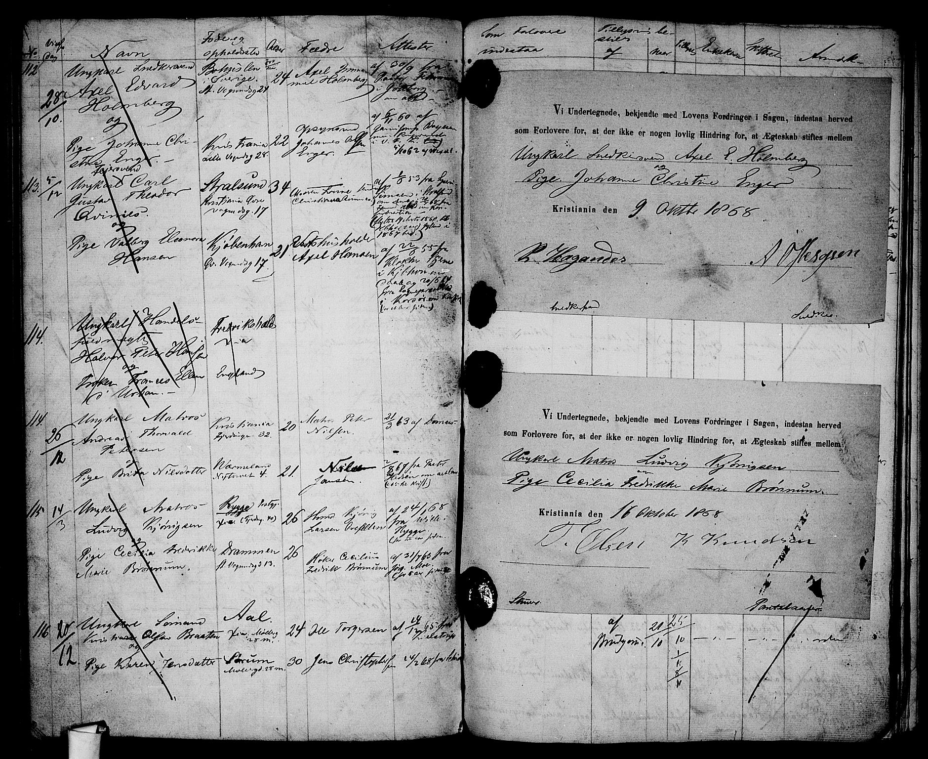 Oslo domkirke Kirkebøker, AV/SAO-A-10752/H/Ha/L0002: Banns register no. 2, 1860-1870