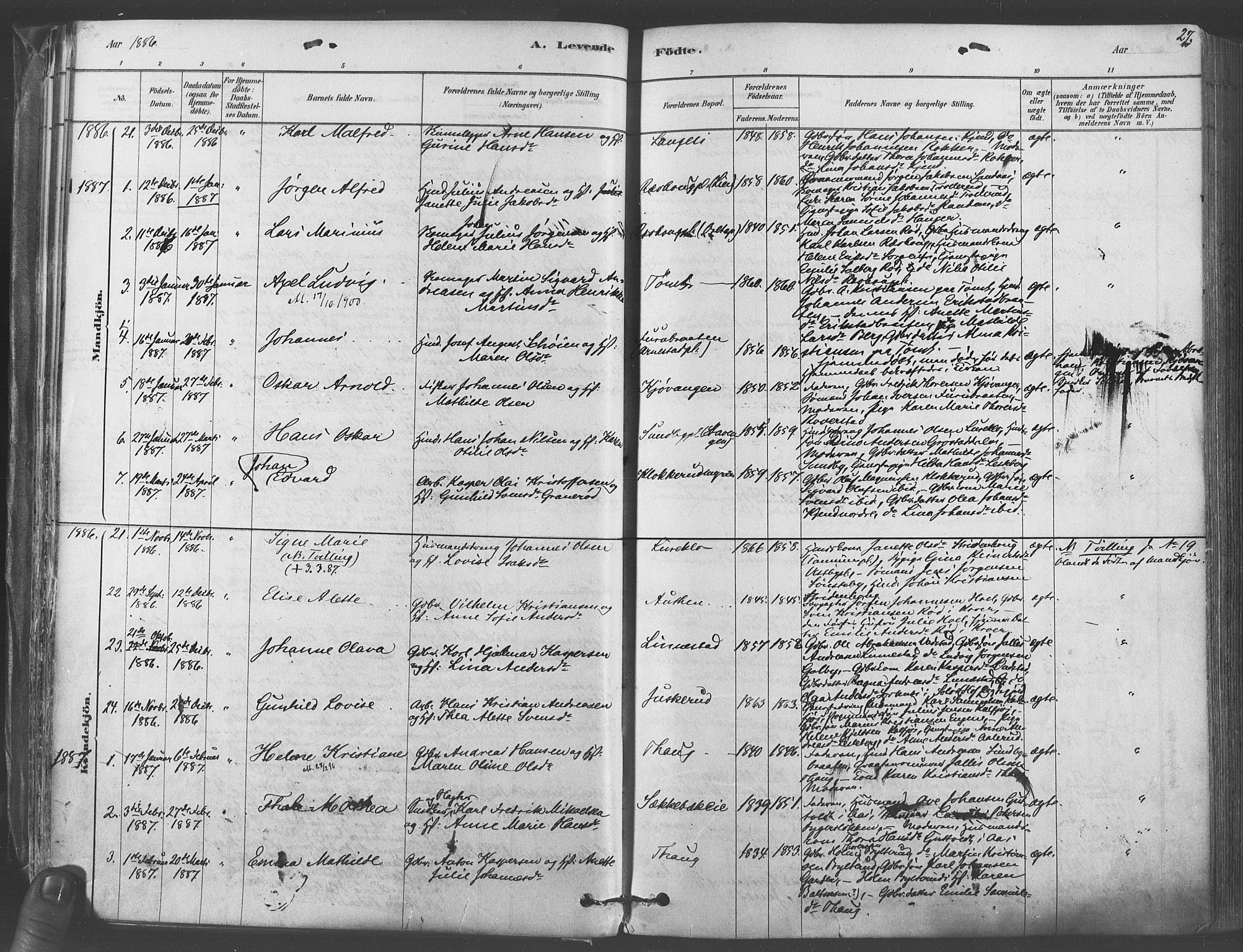 Vestby prestekontor Kirkebøker, AV/SAO-A-10893/F/Fa/L0009: Parish register (official) no. I 9, 1878-1900, p. 27