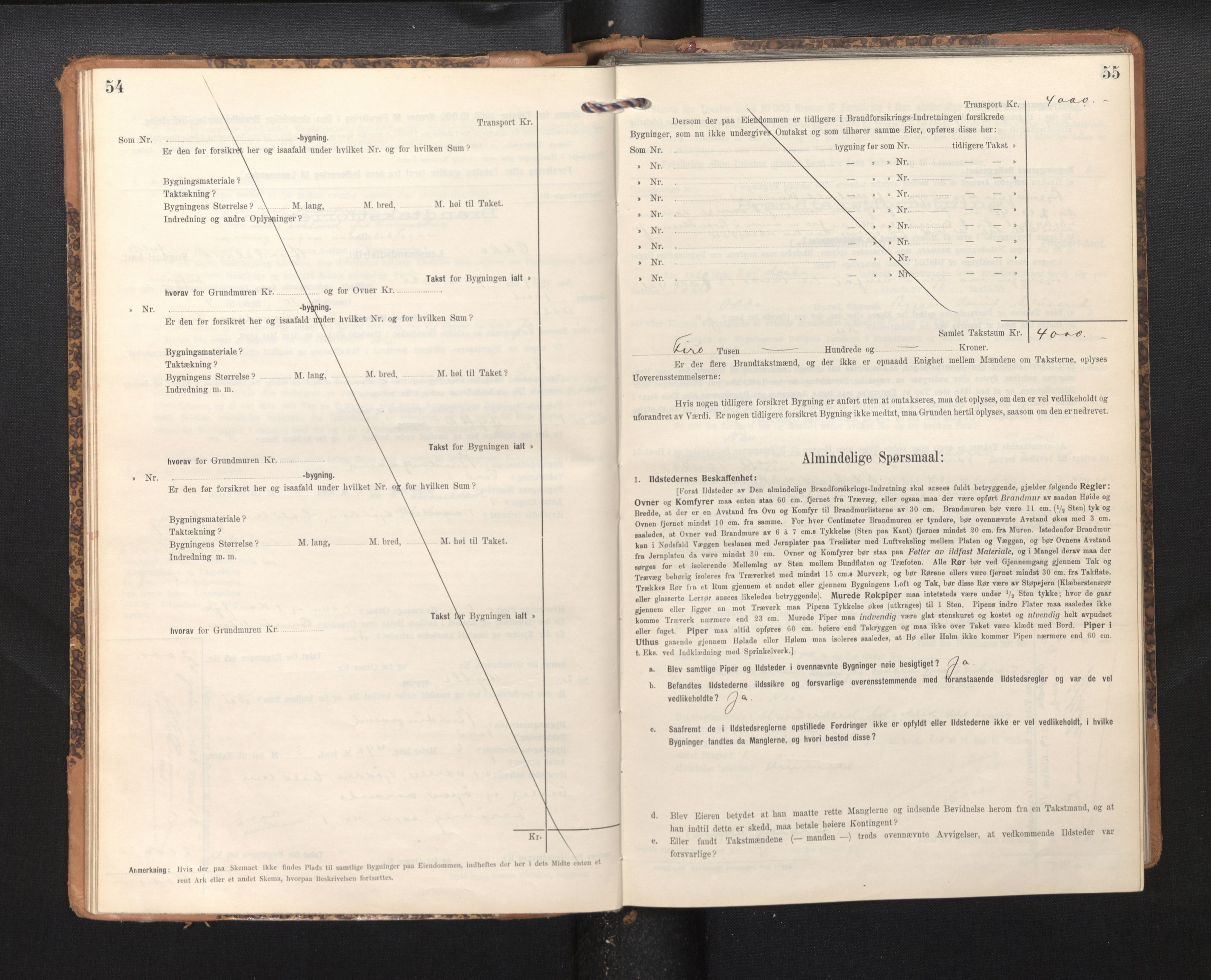 Lensmannen i Odda, AV/SAB-A-34001/0012/L0003: Branntakstprotokoll, skjematakst, 1916-1948, p. 54-55