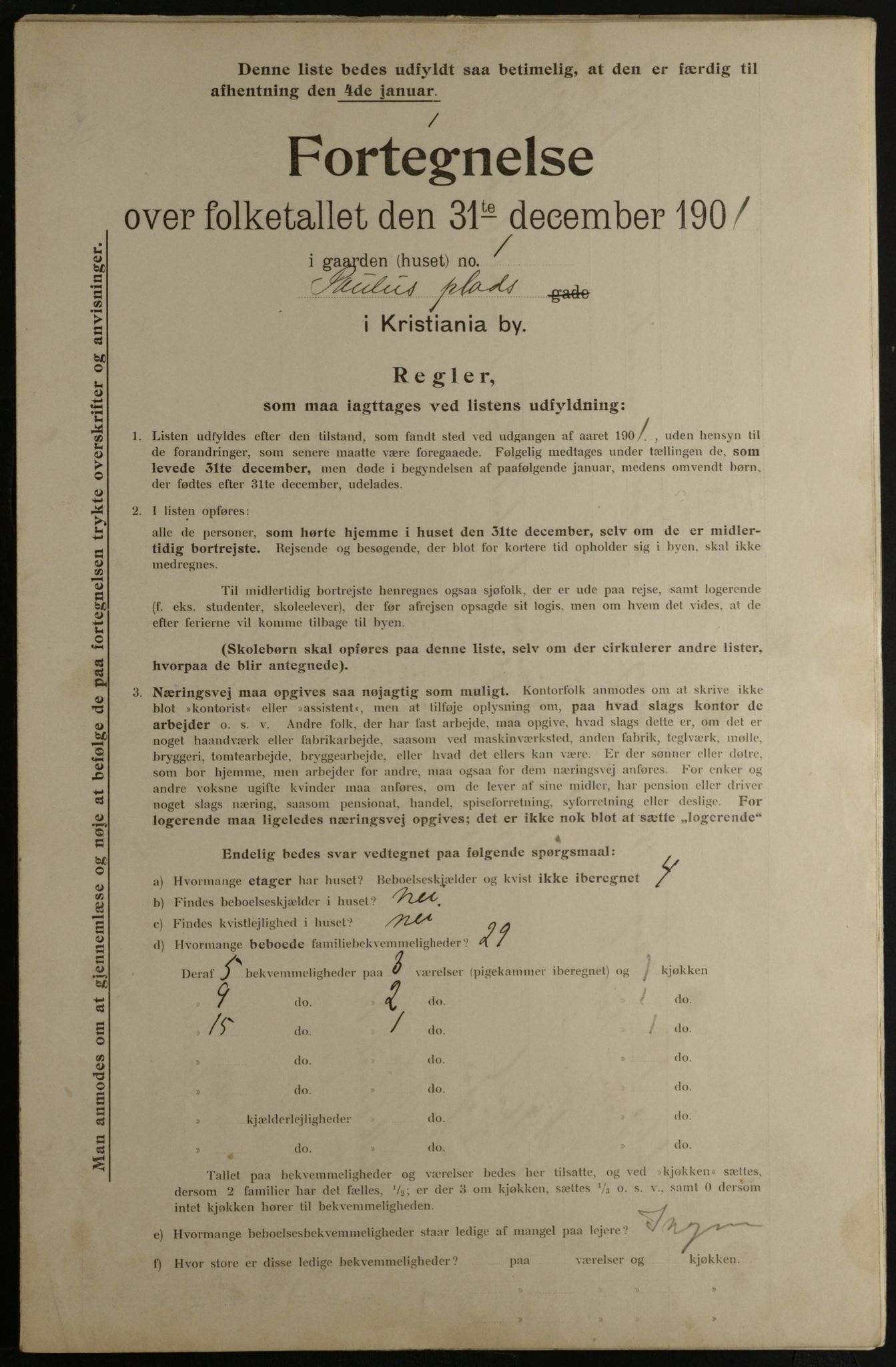 OBA, Municipal Census 1901 for Kristiania, 1901, p. 12049