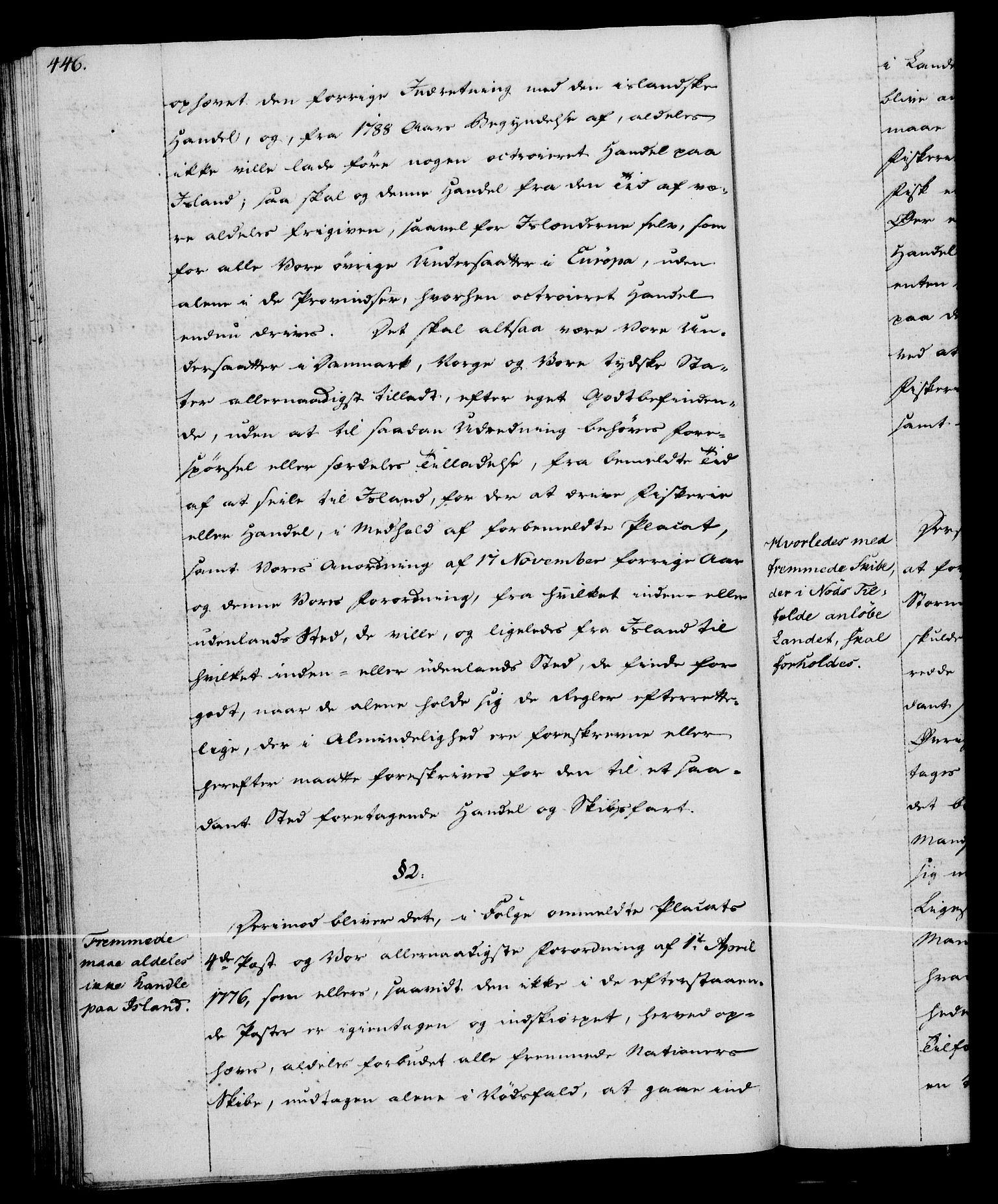 Rentekammeret, Kammerkanselliet, RA/EA-3111/G/Gg/Gga/L0013: Norsk ekspedisjonsprotokoll med register (merket RK 53.13), 1784-1787, p. 446