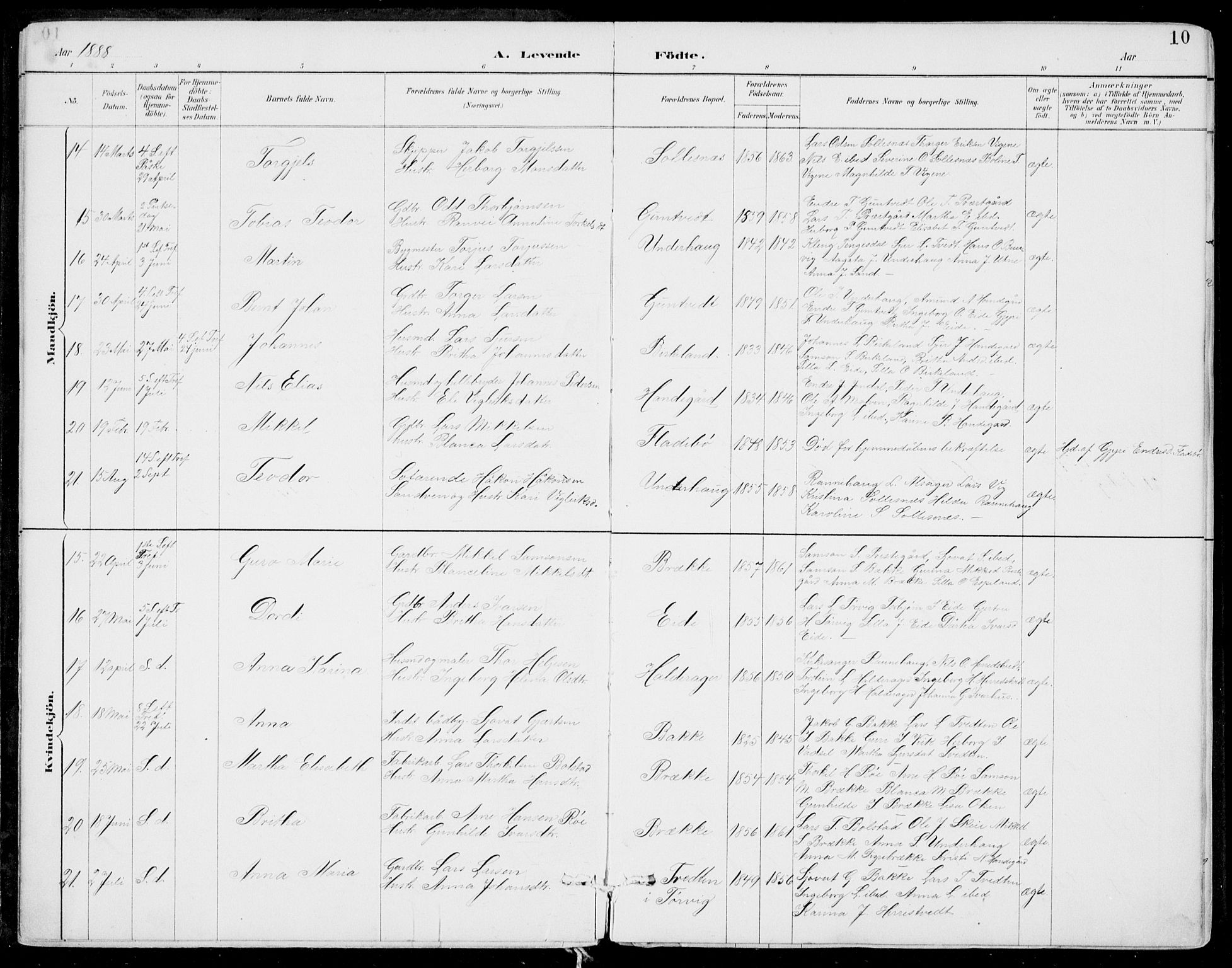 Strandebarm sokneprestembete, AV/SAB-A-78401/H/Haa: Parish register (official) no. E  1, 1886-1908, p. 10