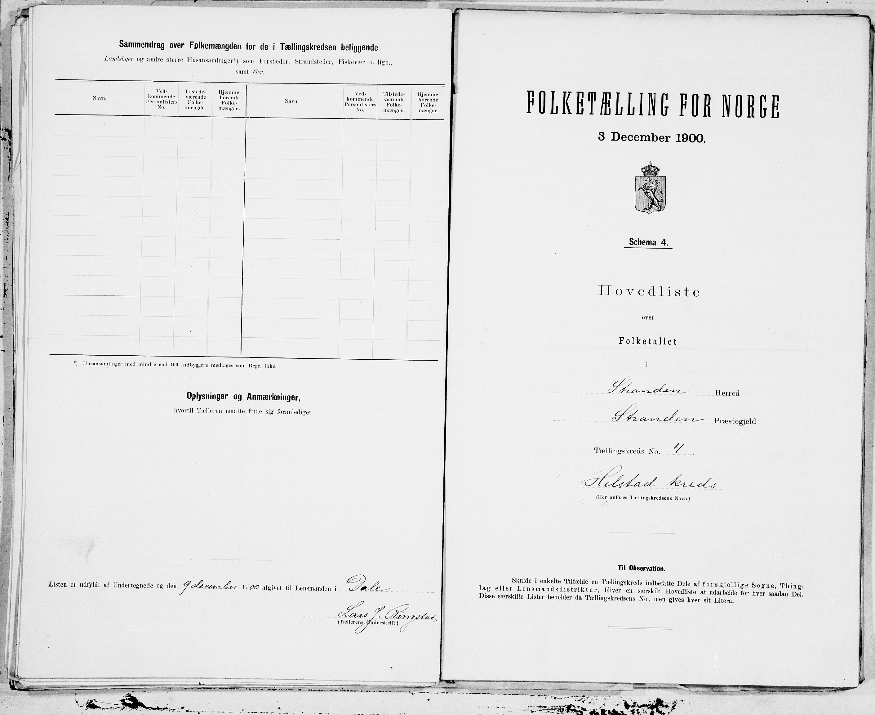 SAT, 1900 census for Stranda, 1900, p. 8