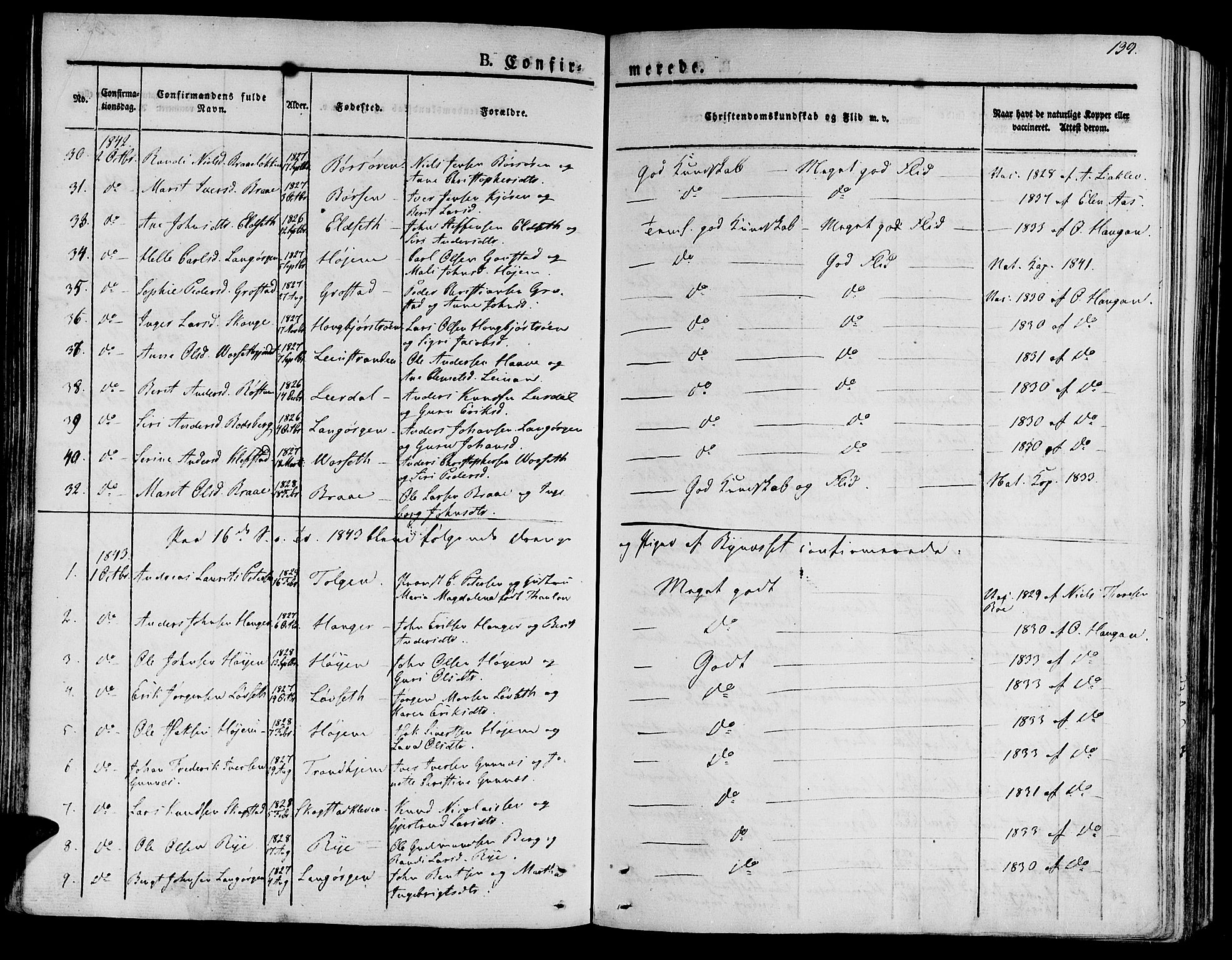 Ministerialprotokoller, klokkerbøker og fødselsregistre - Sør-Trøndelag, SAT/A-1456/612/L0374: Parish register (official) no. 612A07 /1, 1829-1845, p. 139