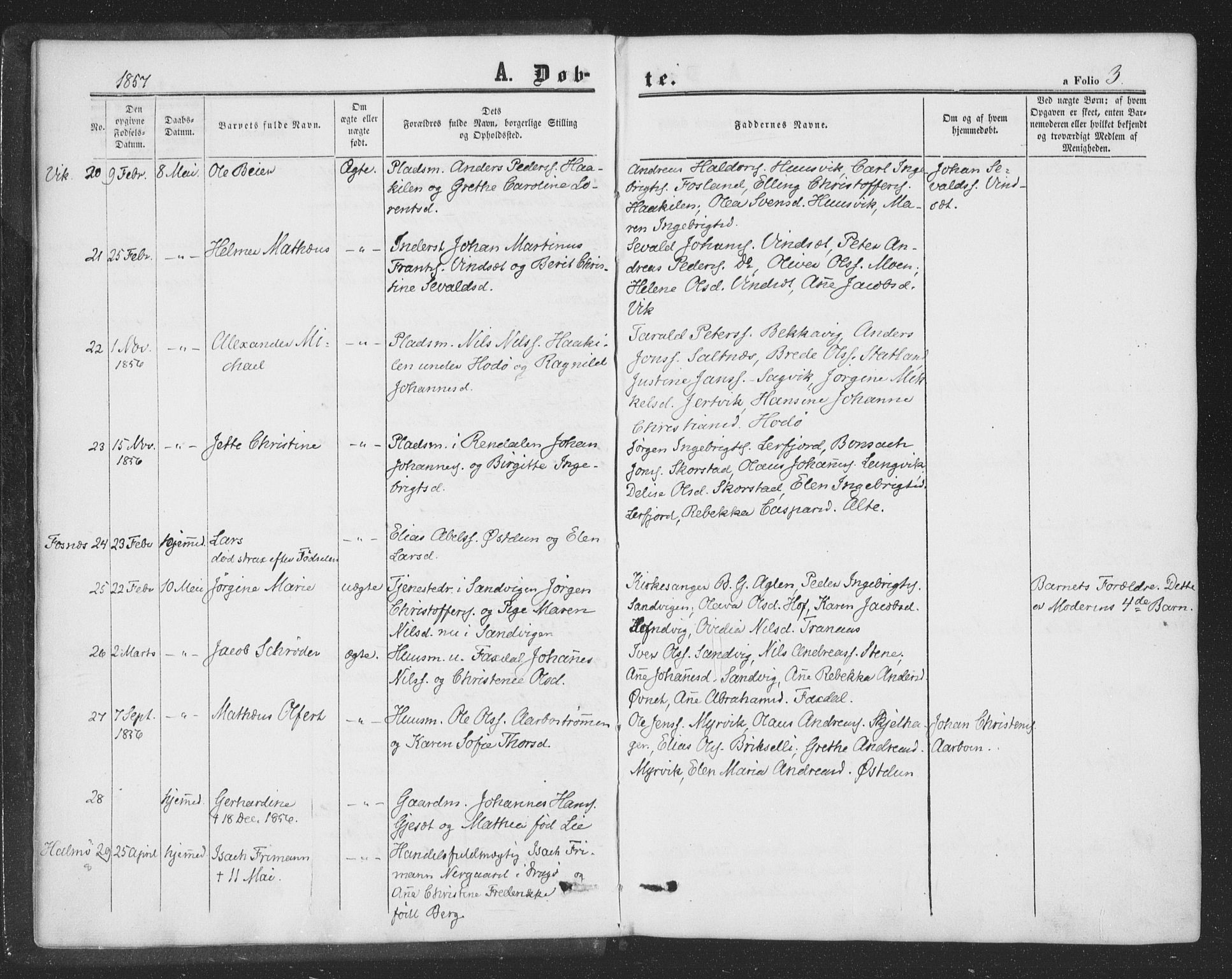 Ministerialprotokoller, klokkerbøker og fødselsregistre - Nord-Trøndelag, AV/SAT-A-1458/773/L0615: Parish register (official) no. 773A06, 1857-1870, p. 3