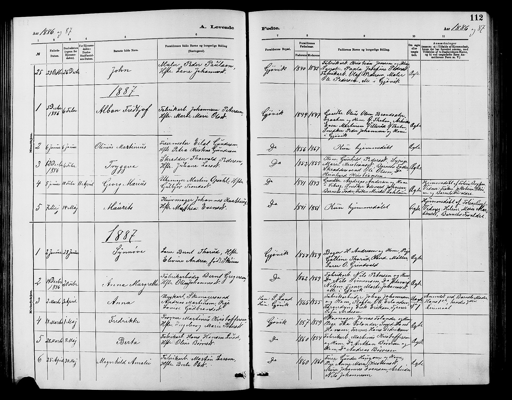 Vardal prestekontor, SAH/PREST-100/H/Ha/Hab/L0007: Parish register (copy) no. 7 /2, 1881-1895, p. 112