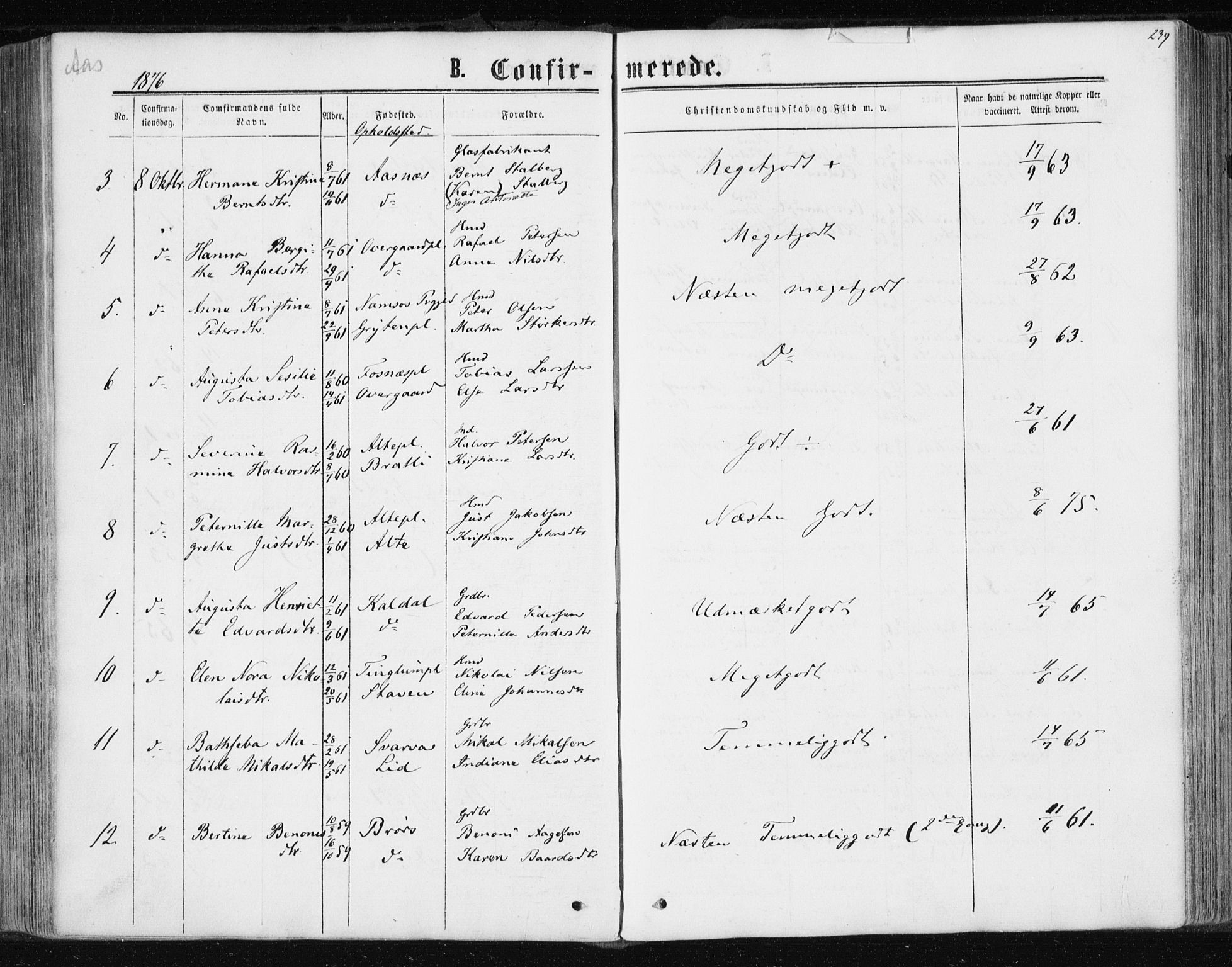 Ministerialprotokoller, klokkerbøker og fødselsregistre - Nord-Trøndelag, SAT/A-1458/741/L0394: Parish register (official) no. 741A08, 1864-1877, p. 239