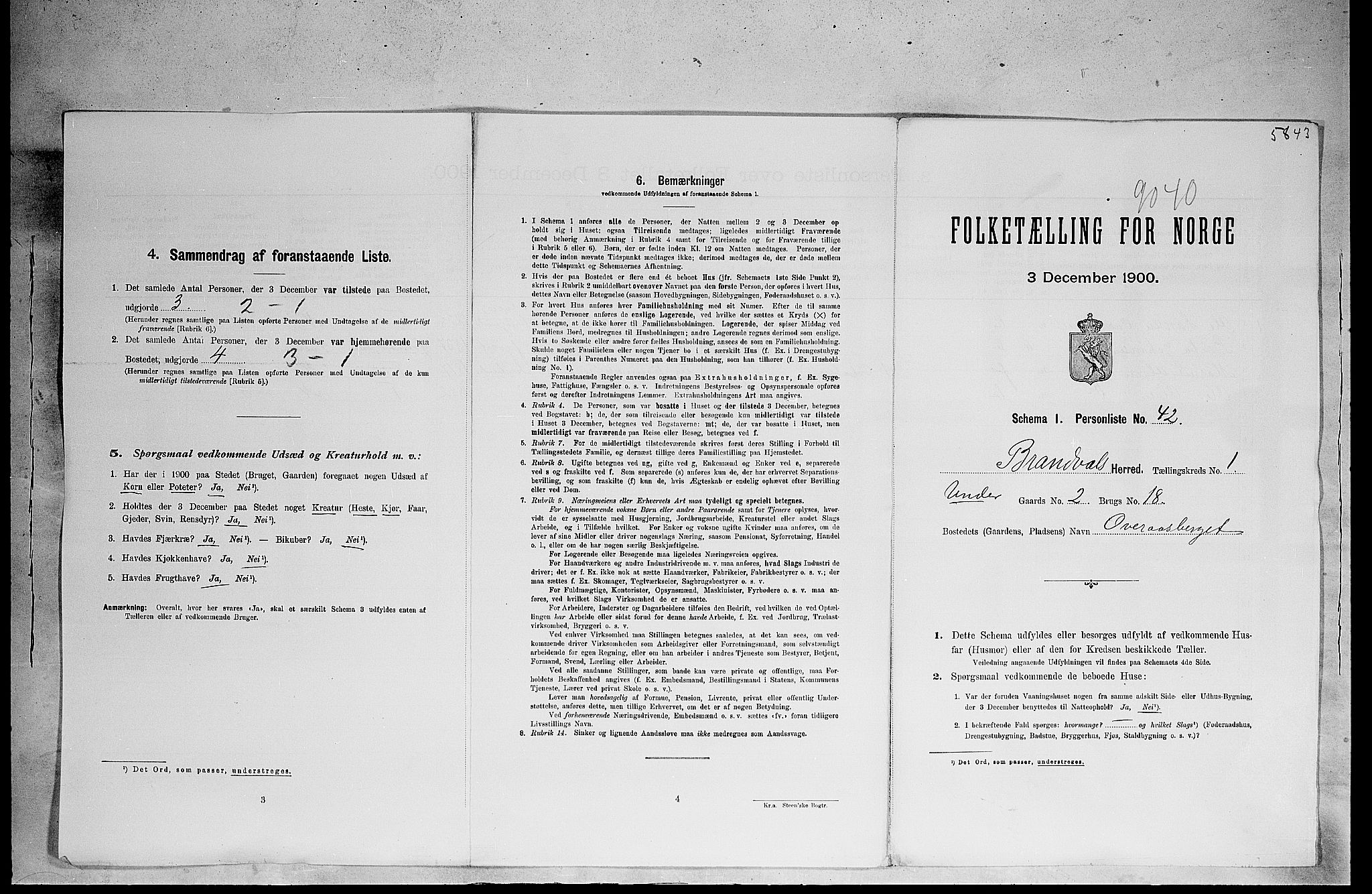 SAH, 1900 census for Brandval, 1900, p. 44