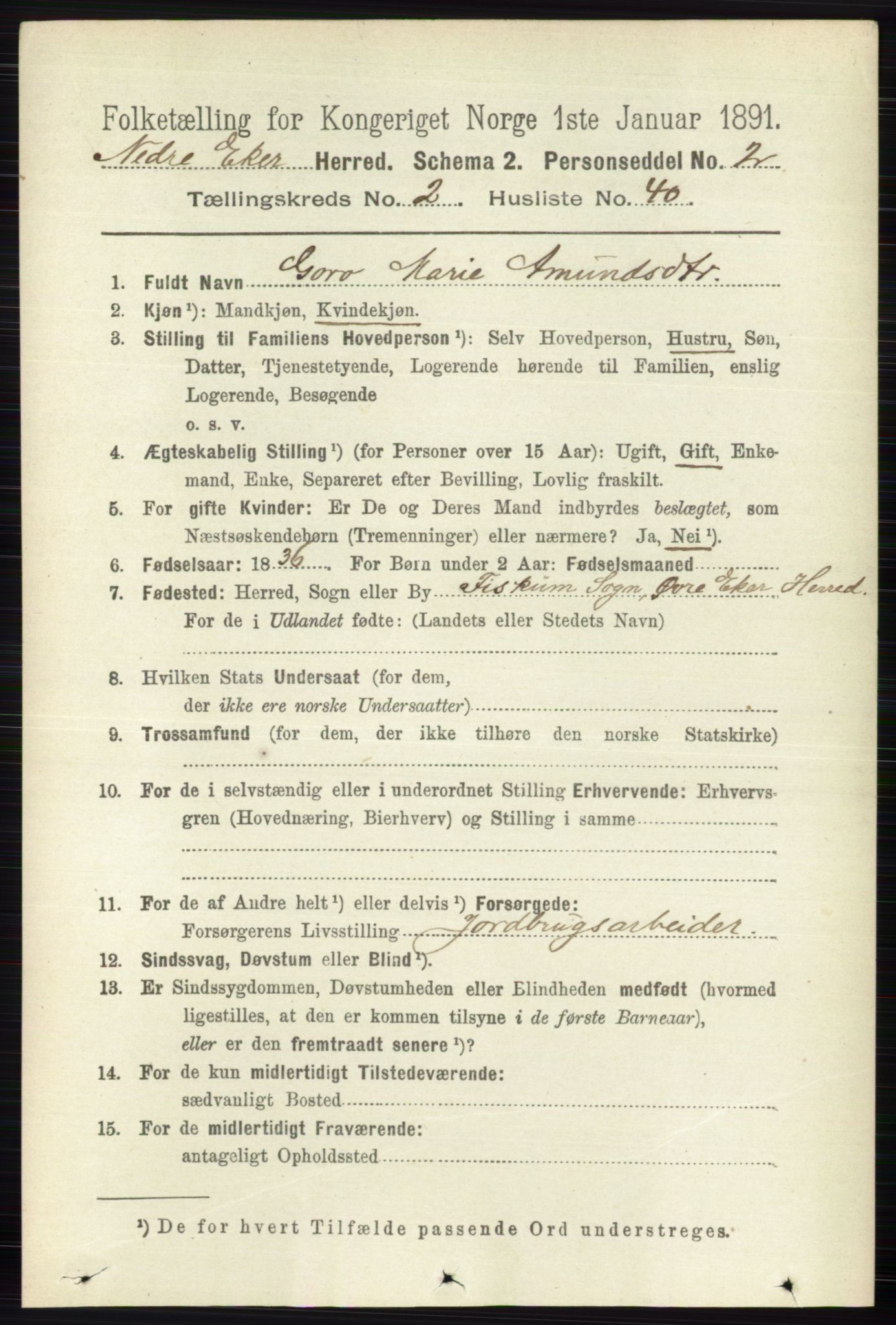 RA, 1891 census for 0625 Nedre Eiker, 1891, p. 765