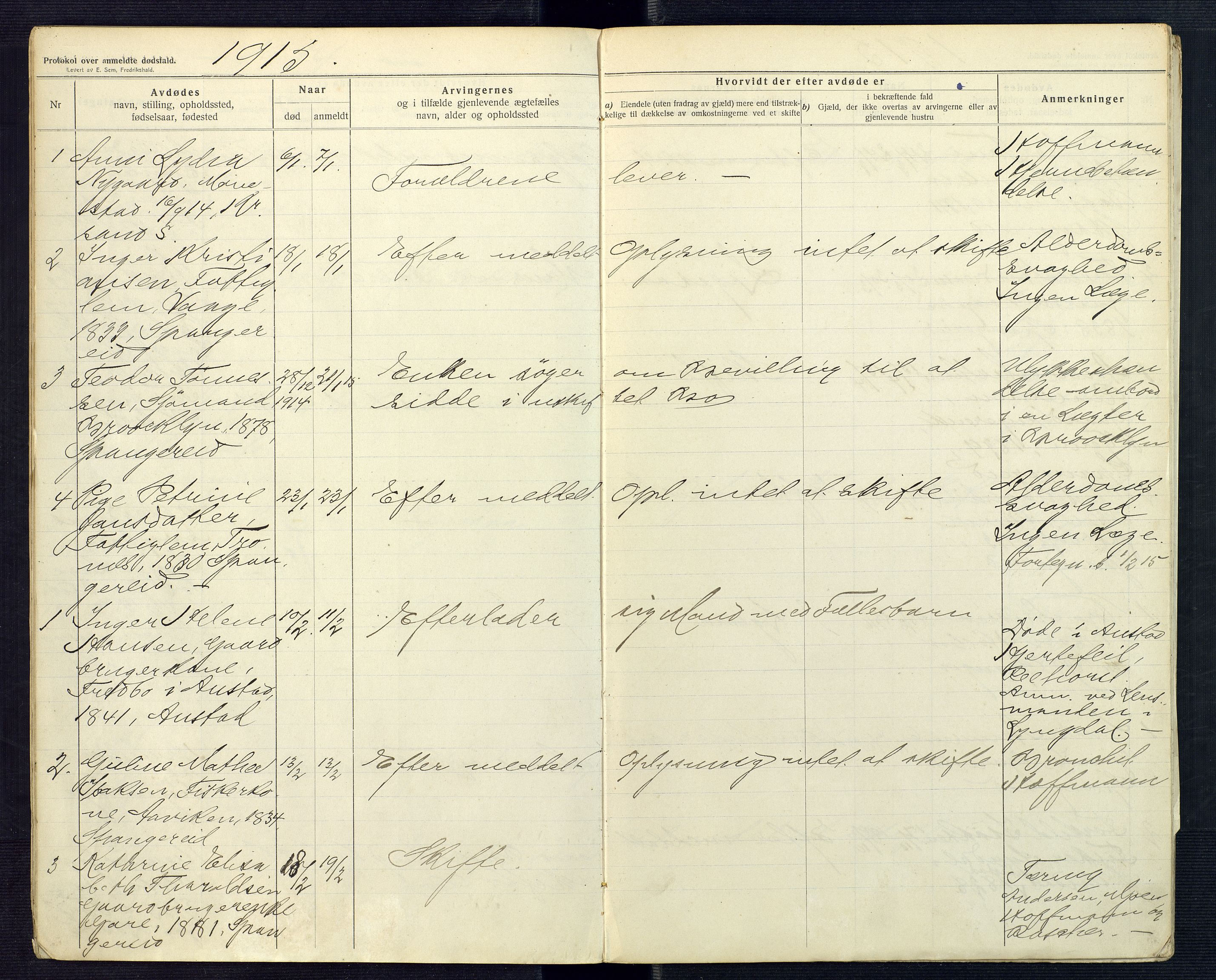 Mandal sorenskriveri, AV/SAK-1221-0005/001/H/Ha/L0018: Dødsfall Spangereid nr 17, 1912-1918