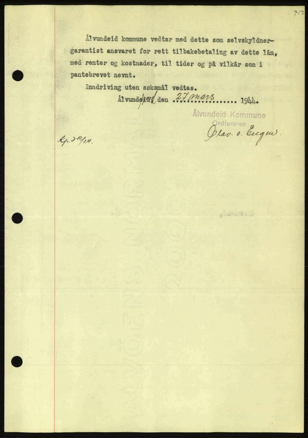 Nordmøre sorenskriveri, AV/SAT-A-4132/1/2/2Ca: Mortgage book no. B91, 1943-1944, Diary no: : 608/1944