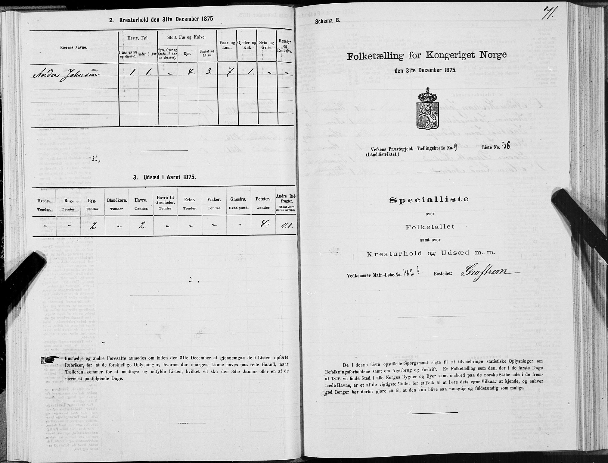 SAT, 1875 census for 1824L Vefsn/Vefsn, 1875, p. 3071