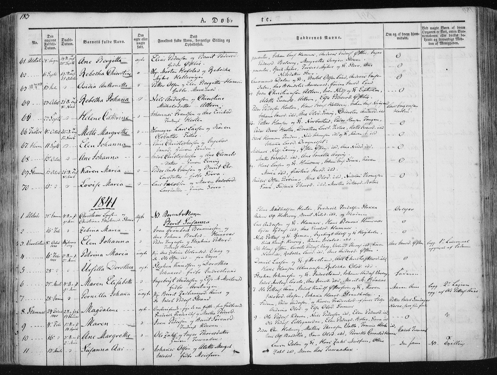 Ministerialprotokoller, klokkerbøker og fødselsregistre - Nordland, SAT/A-1459/830/L0446: Parish register (official) no. 830A10, 1831-1865, p. 183