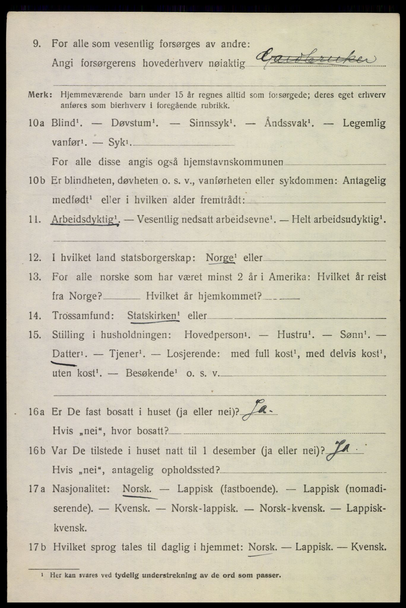 SAT, 1920 census for Ankenes, 1920, p. 7016