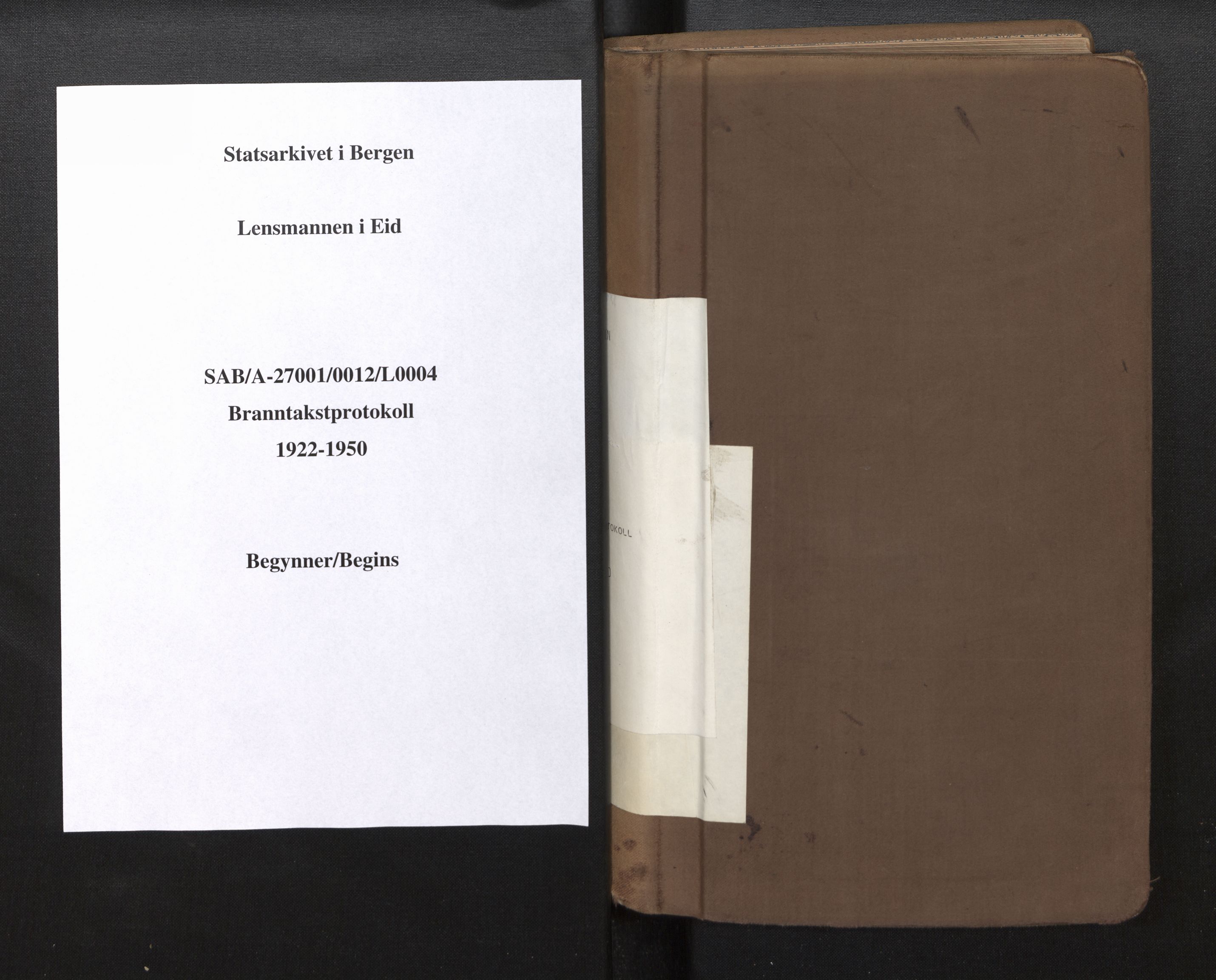 Lensmannen i Eid, SAB/A-27001/0012/L0004: Branntakstprotokoll, 1922-1950