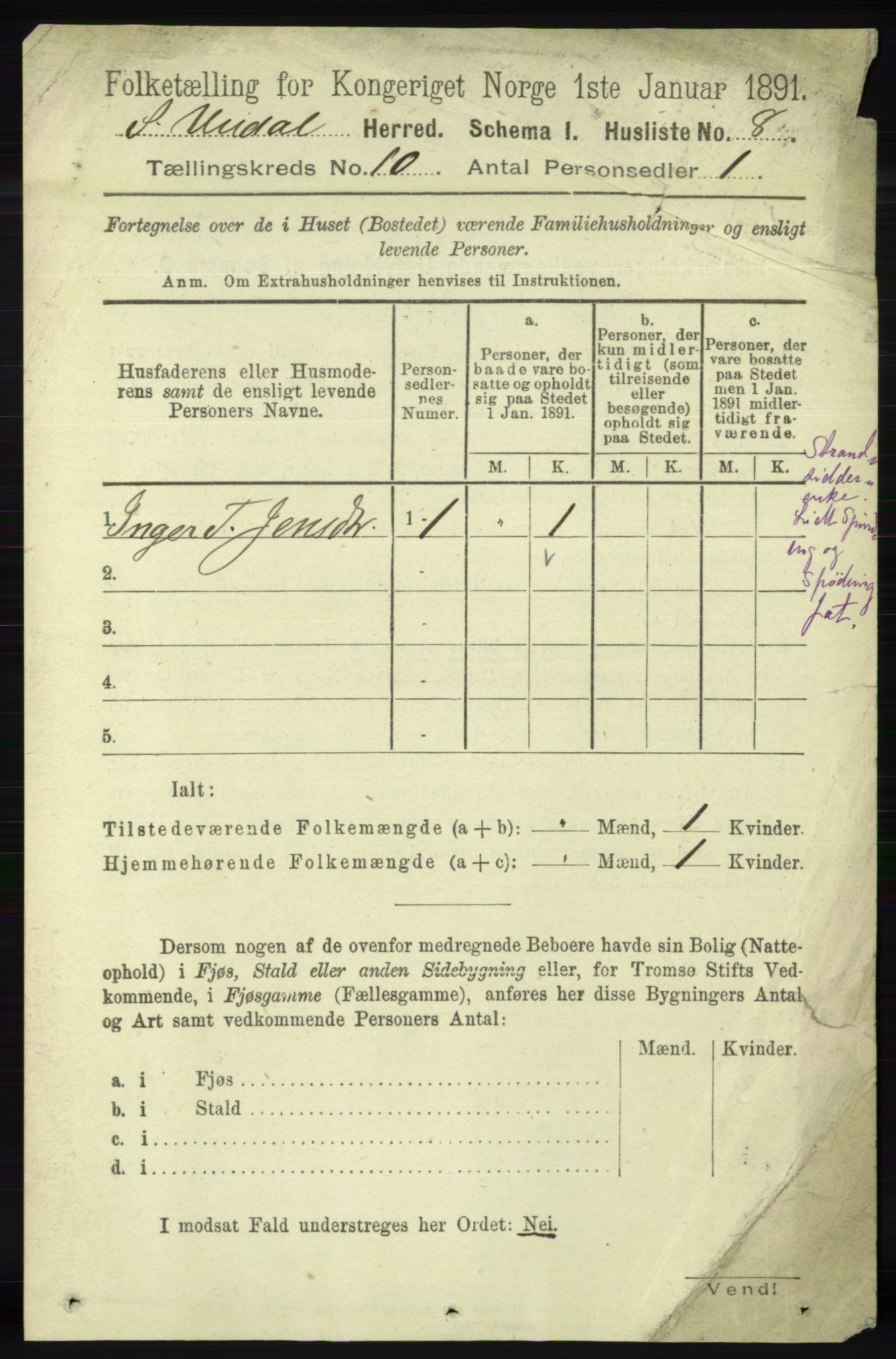 RA, 1891 census for 1029 Sør-Audnedal, 1891, p. 4290