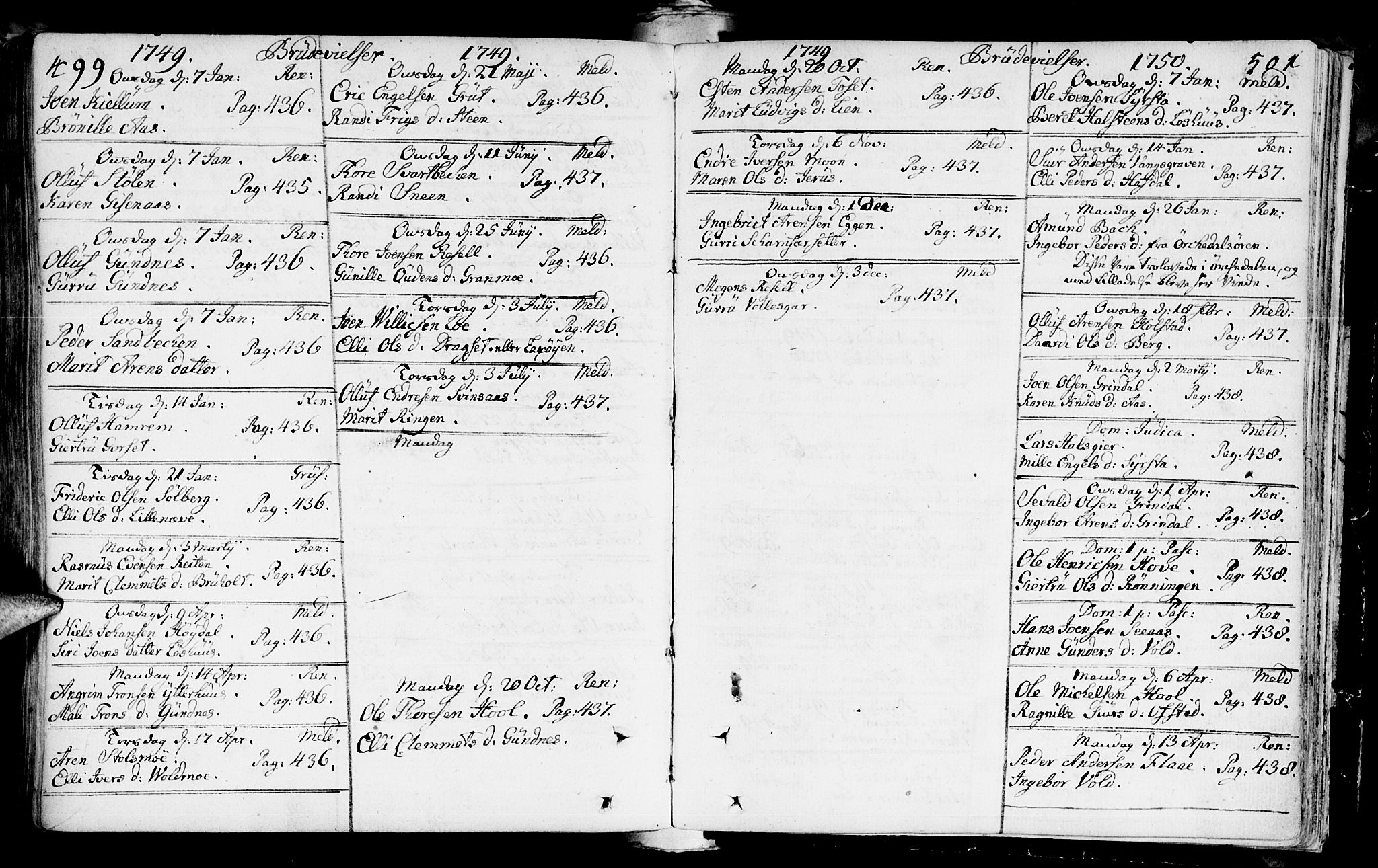 Ministerialprotokoller, klokkerbøker og fødselsregistre - Sør-Trøndelag, SAT/A-1456/672/L0850: Parish register (official) no. 672A03, 1725-1751, p. 499-501
