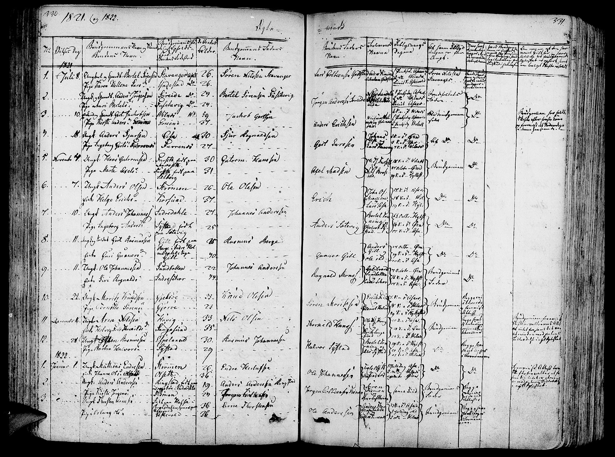 Askvoll sokneprestembete, SAB/A-79501/H/Haa/Haaa/L0010: Parish register (official) no. A 10, 1821-1844, p. 330-331