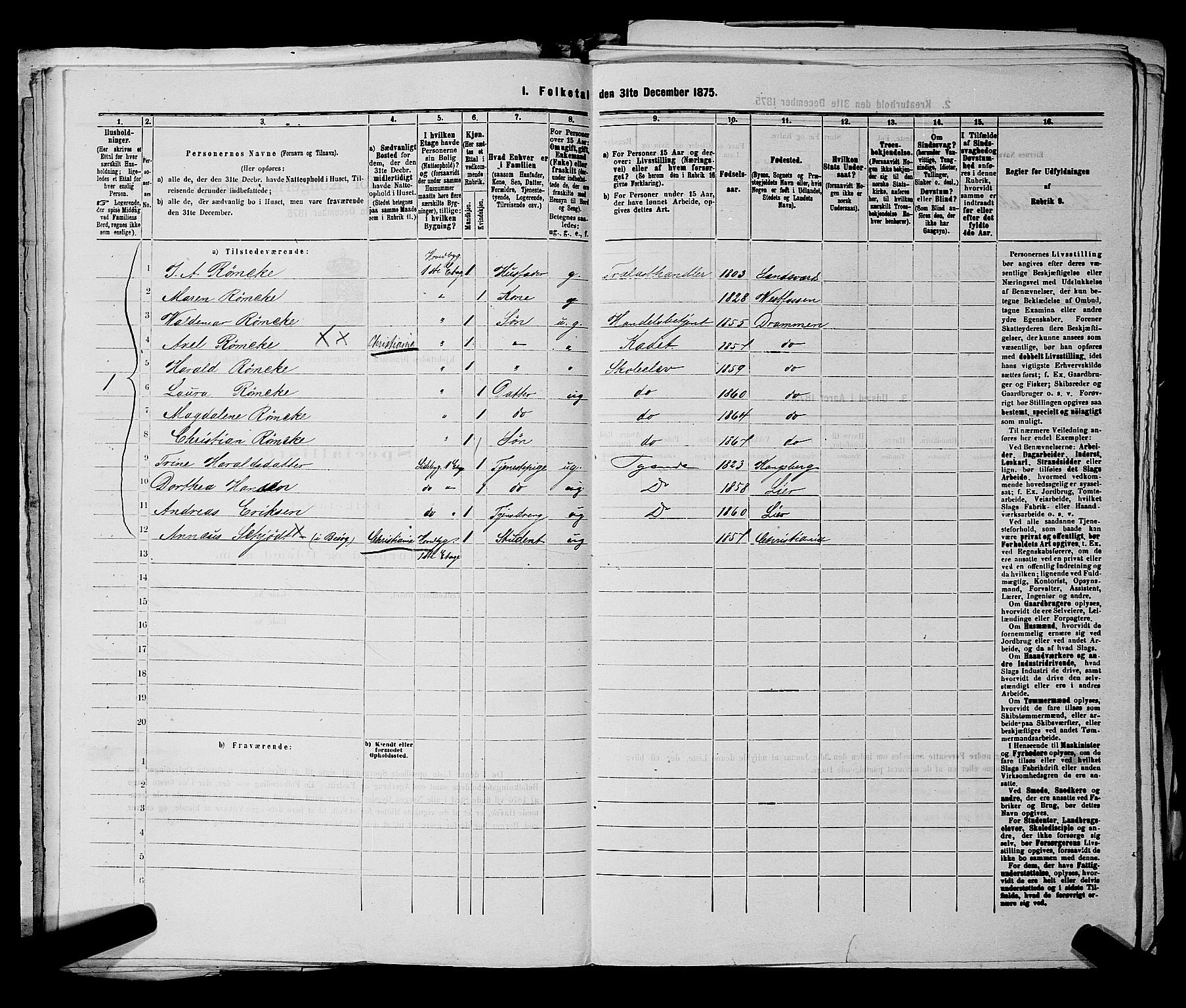 SAKO, 1875 census for 0602 Drammen, 1875, p. 1867