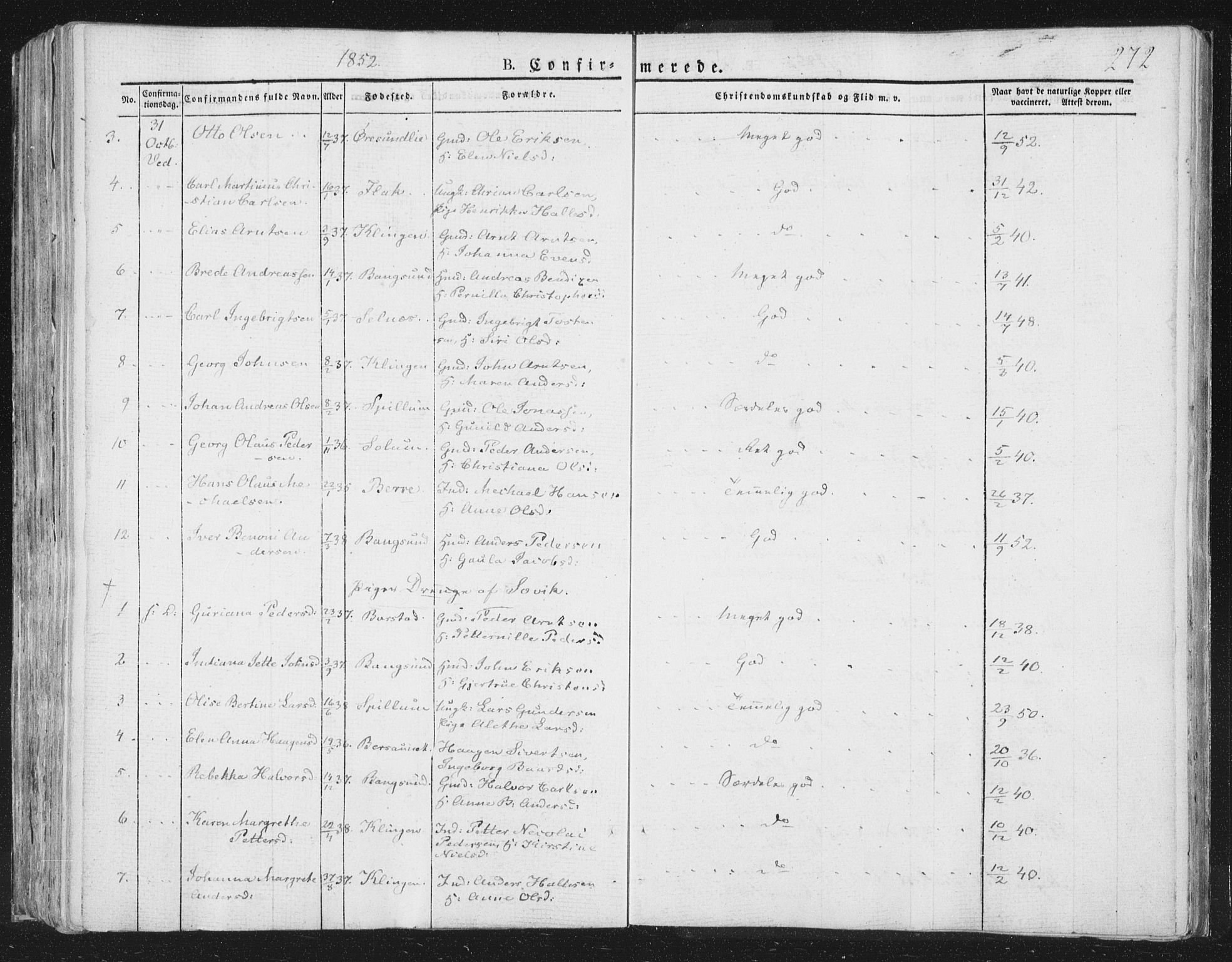 Ministerialprotokoller, klokkerbøker og fødselsregistre - Nord-Trøndelag, SAT/A-1458/764/L0551: Parish register (official) no. 764A07a, 1824-1864, p. 272