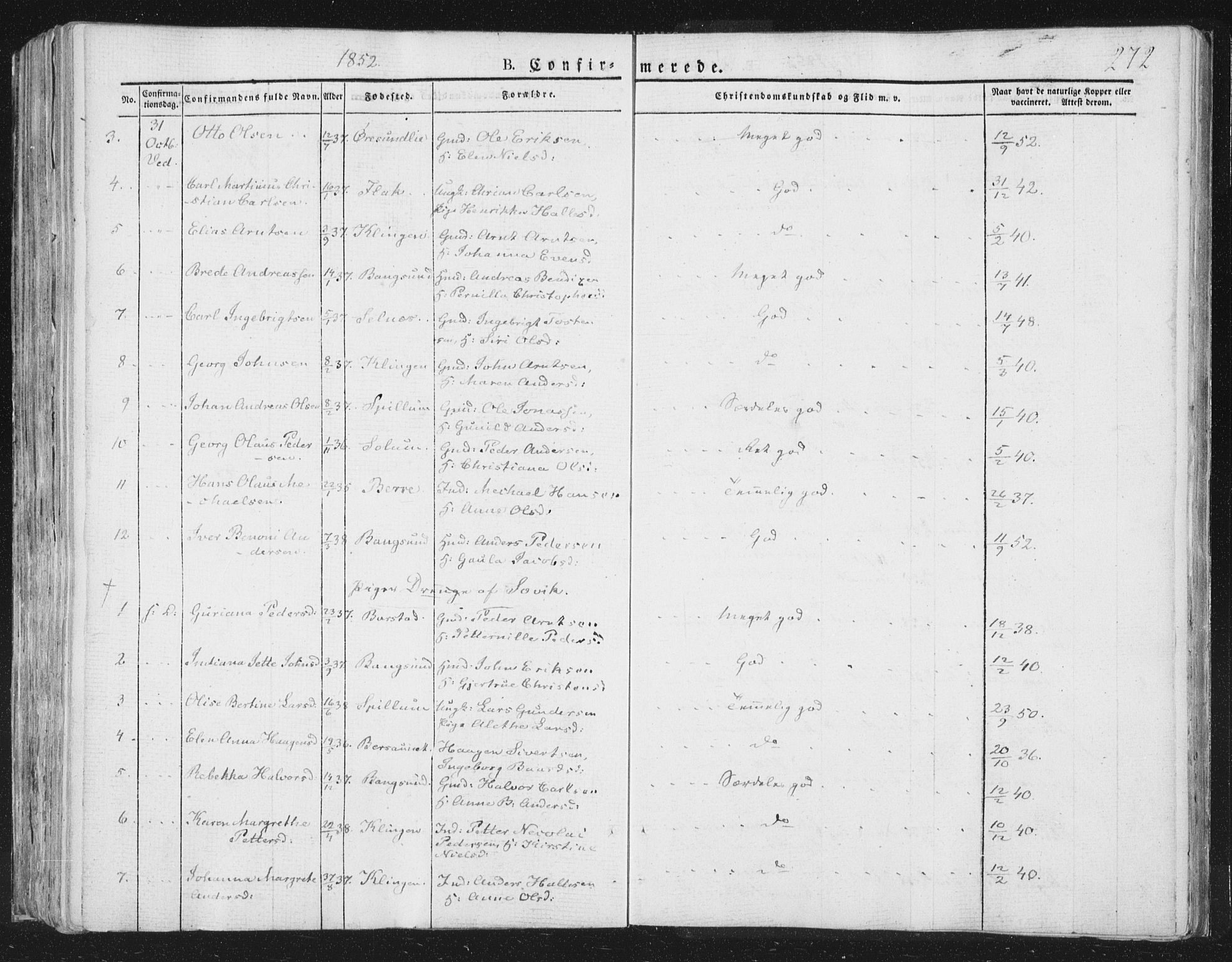 Ministerialprotokoller, klokkerbøker og fødselsregistre - Nord-Trøndelag, AV/SAT-A-1458/764/L0551: Parish register (official) no. 764A07a, 1824-1864, p. 272