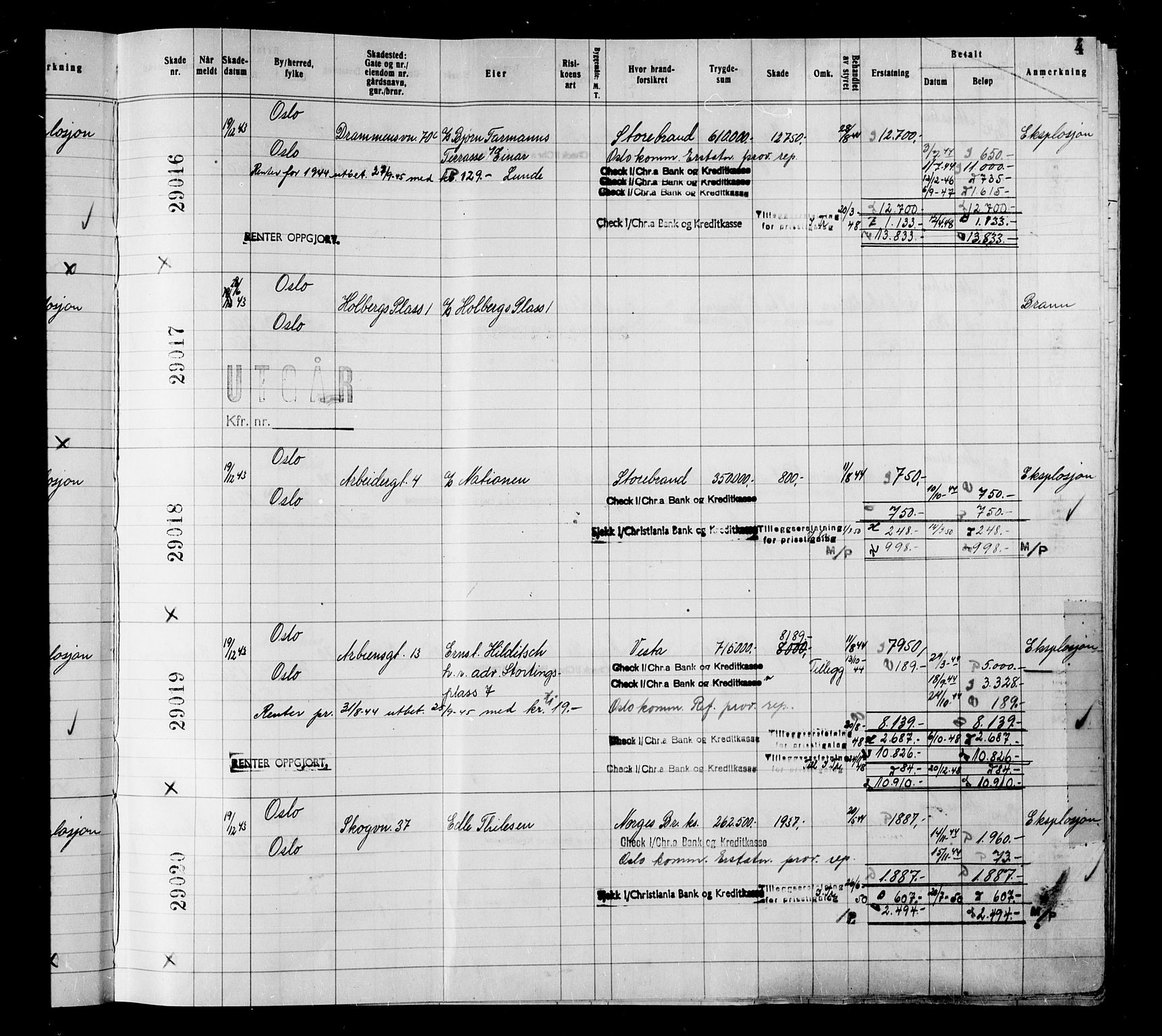 Krigsskadetrygdene for bygninger og løsøre, AV/RA-S-1548/V/L0034: Bygning, branntrygdet., 1940-1945