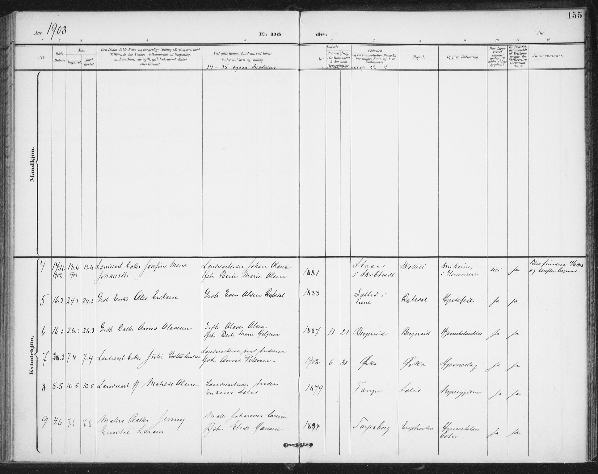 Varteig prestekontor Kirkebøker, AV/SAO-A-10447a/F/Fa/L0003: Parish register (official) no. 3, 1899-1919, p. 155