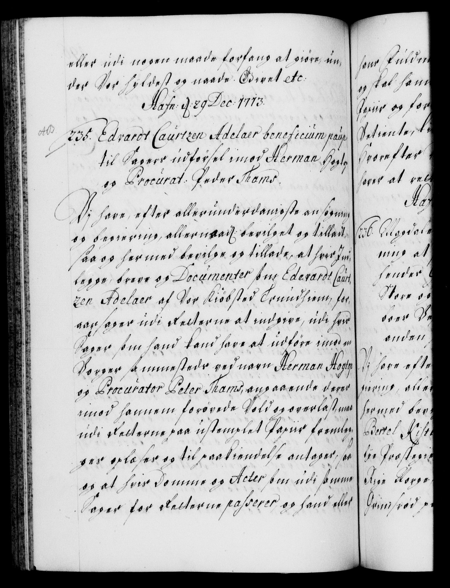 Danske Kanselli 1572-1799, AV/RA-EA-3023/F/Fc/Fca/Fcaa/L0021: Norske registre, 1712-1715, p. 196b