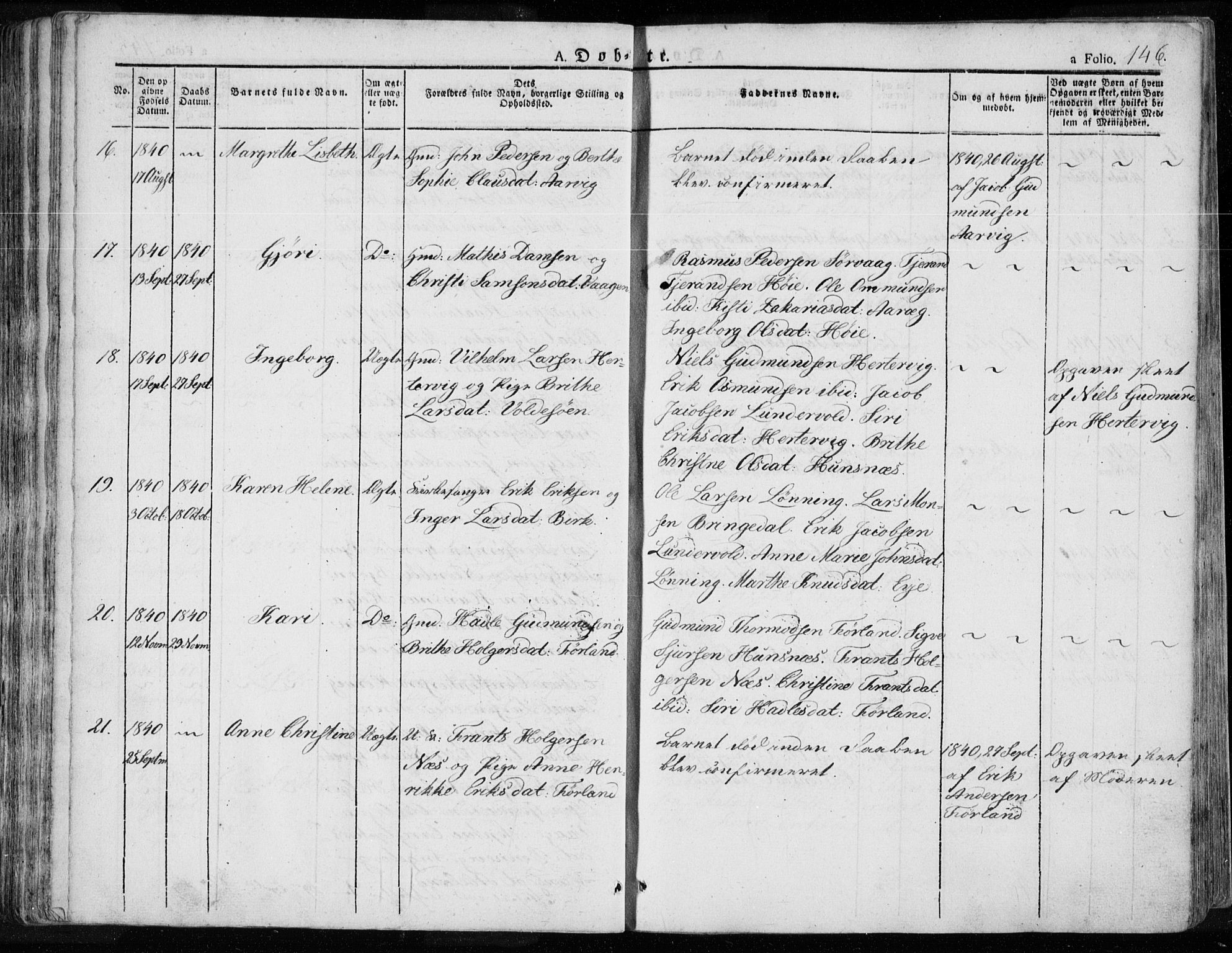 Tysvær sokneprestkontor, AV/SAST-A -101864/H/Ha/Haa/L0001: Parish register (official) no. A 1.1, 1831-1856, p. 146