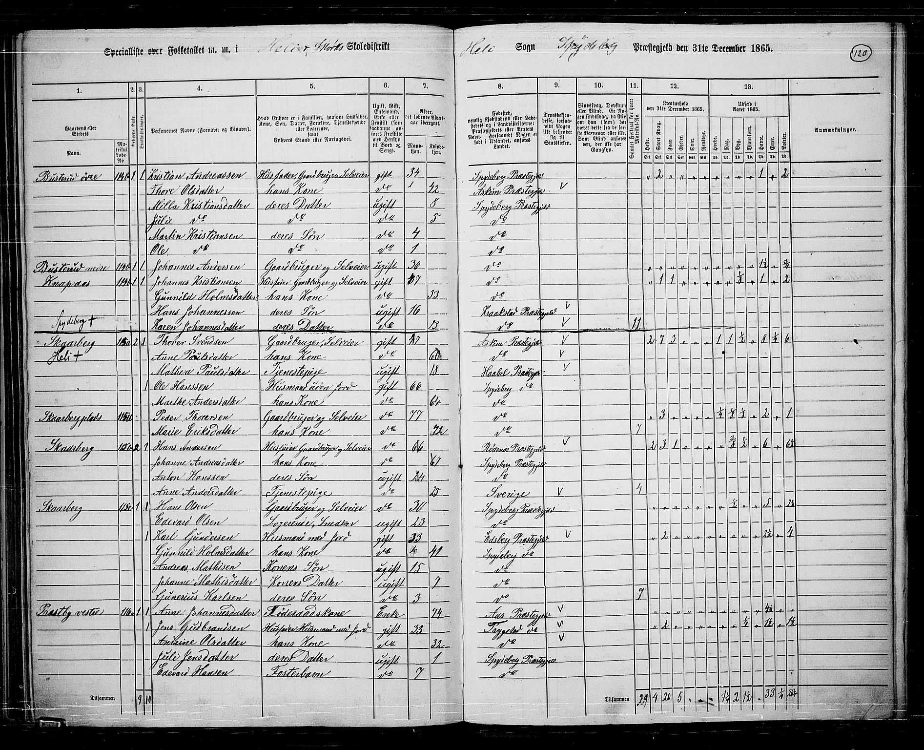 RA, 1865 census for Spydeberg, 1865, p. 103