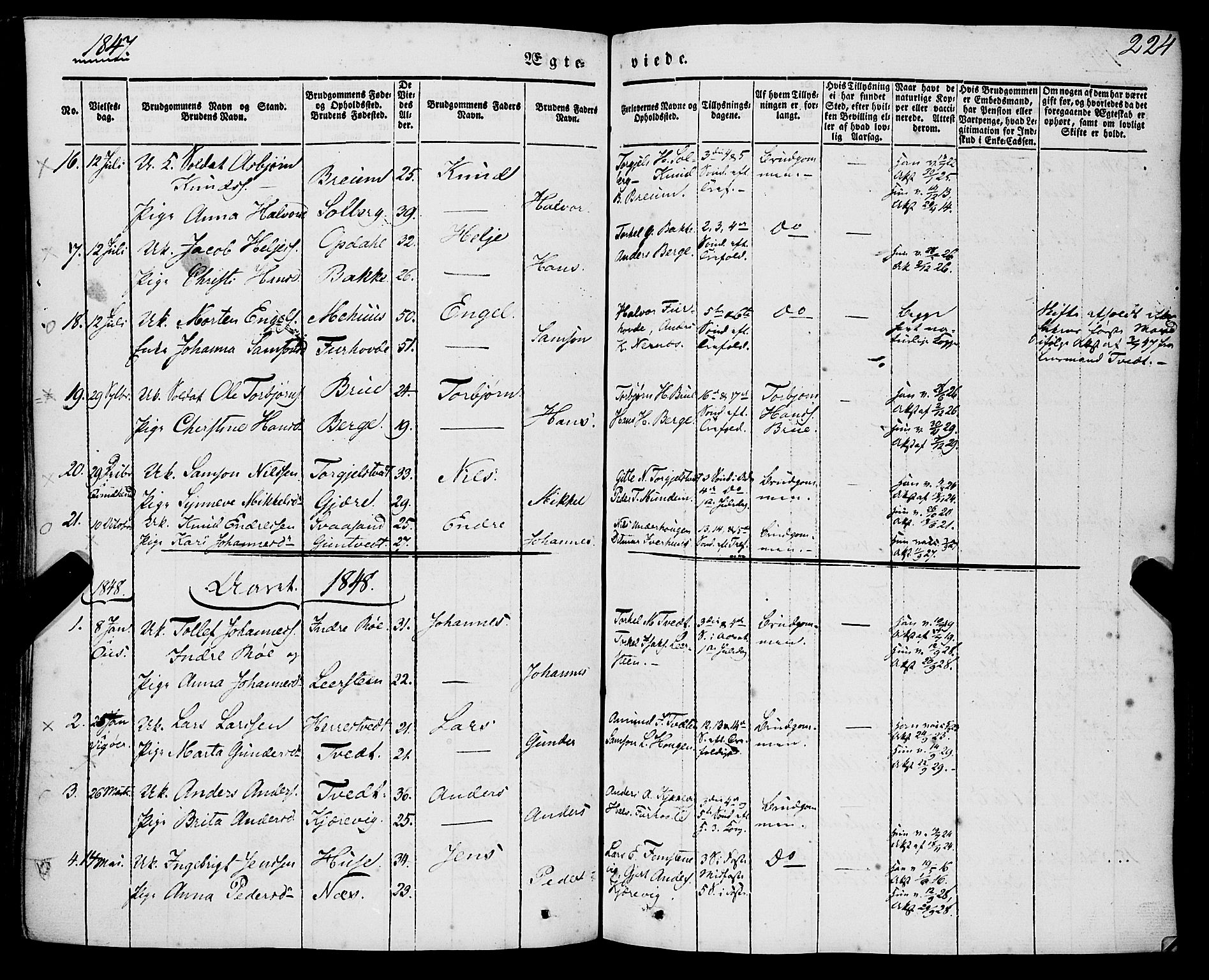 Strandebarm sokneprestembete, AV/SAB-A-78401/H/Haa: Parish register (official) no. A 7, 1844-1872, p. 224