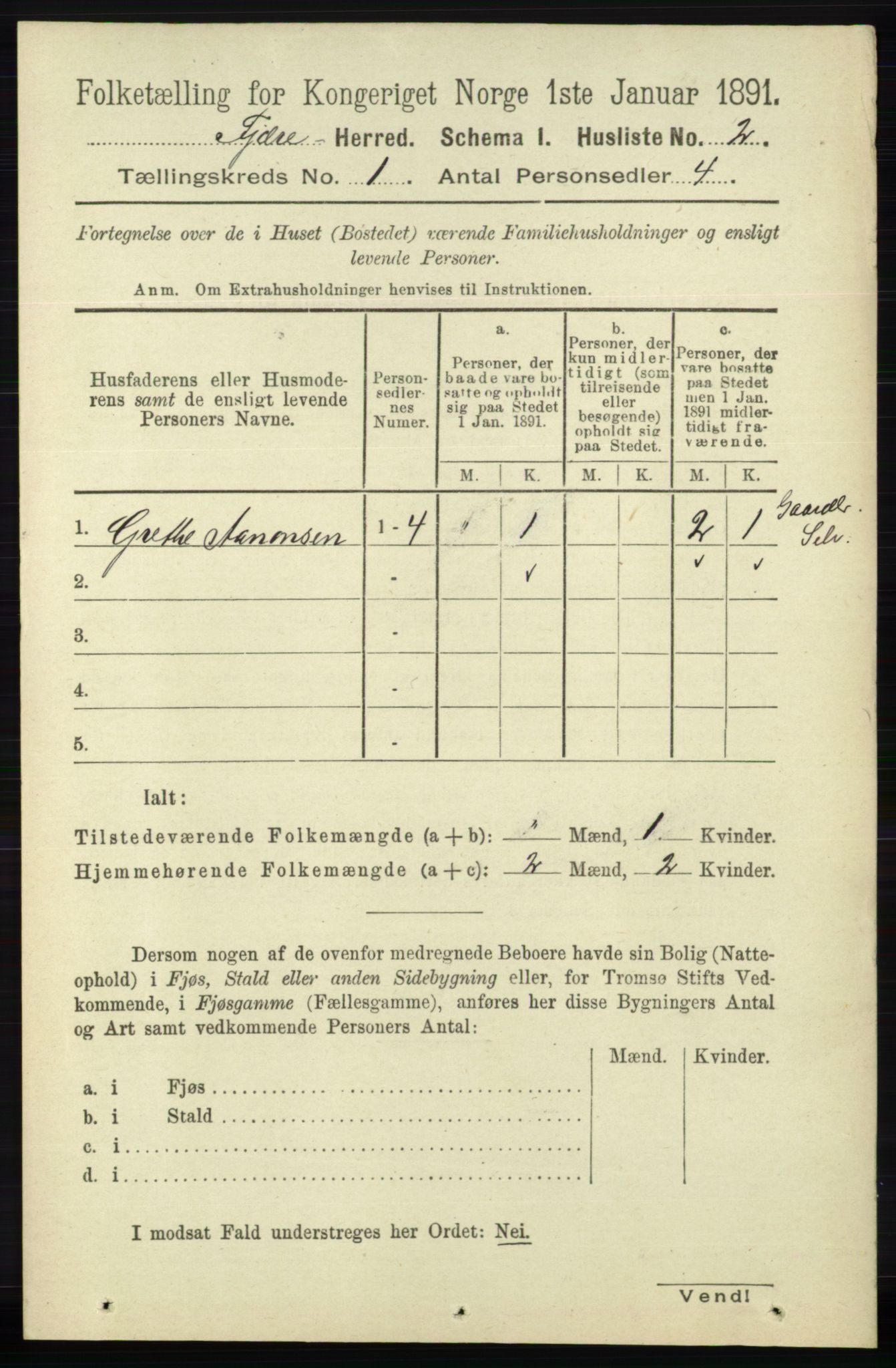 RA, 1891 census for 0923 Fjære, 1891, p. 33