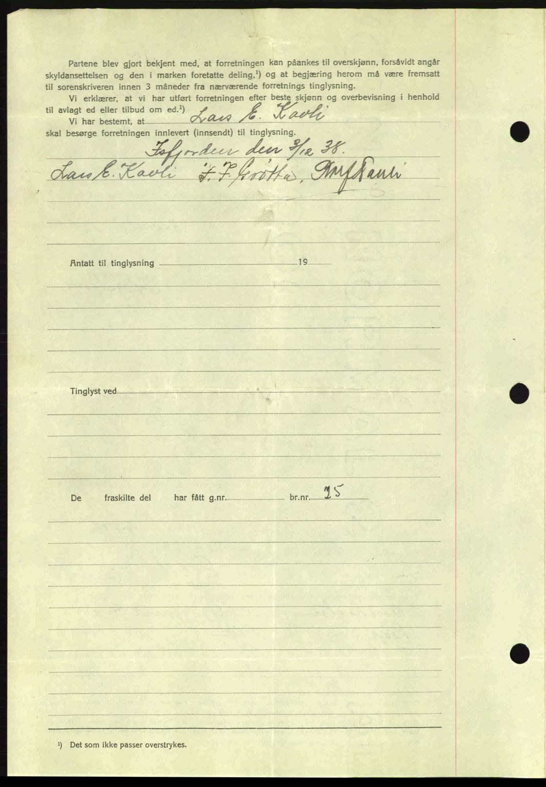 Romsdal sorenskriveri, AV/SAT-A-4149/1/2/2C: Mortgage book no. A6, 1938-1939, Diary no: : 2435/1938