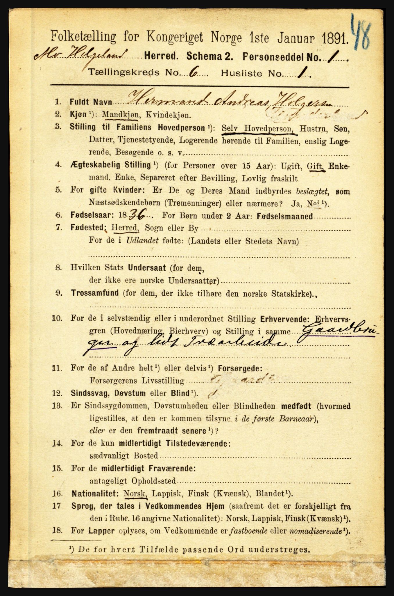 RA, 1891 census for 1833 Mo, 1891, p. 2201