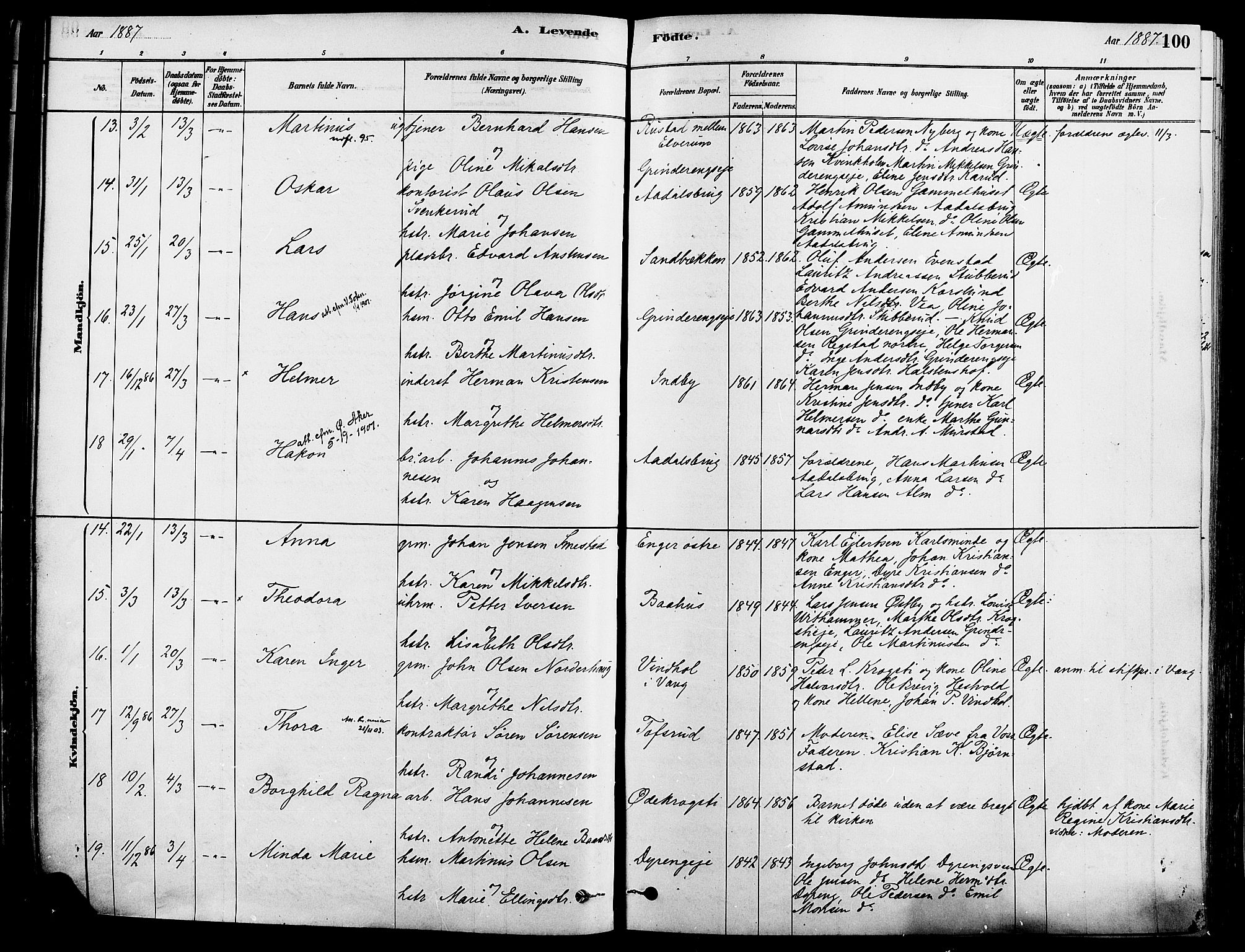 Løten prestekontor, SAH/PREST-022/K/Ka/L0009: Parish register (official) no. 9, 1878-1891, p. 100