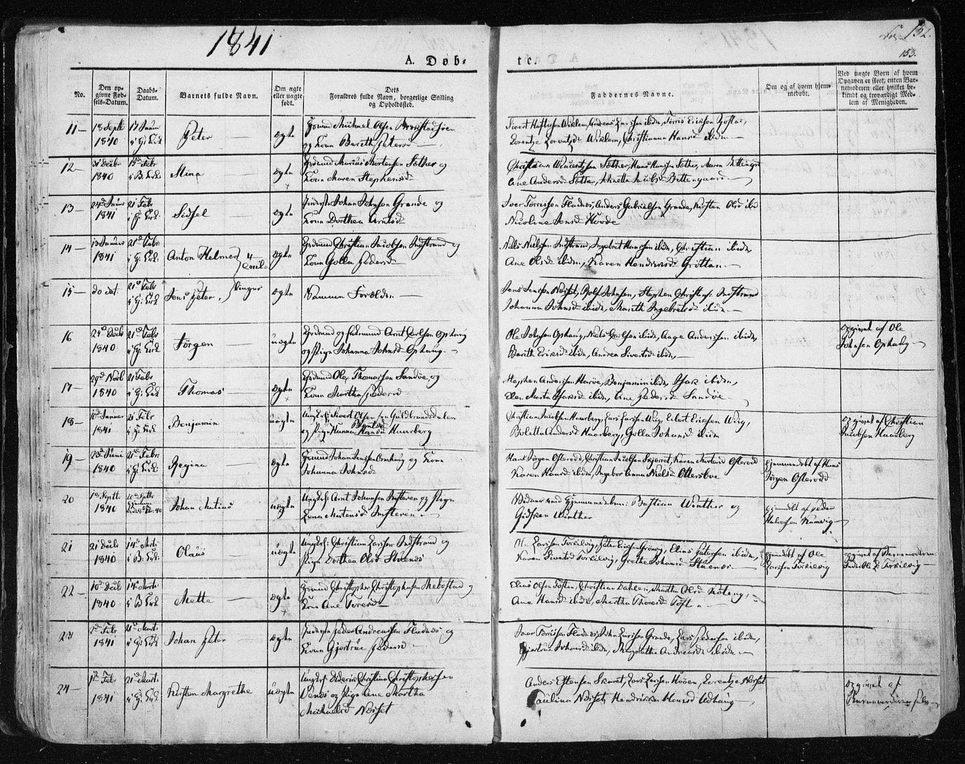 Ministerialprotokoller, klokkerbøker og fødselsregistre - Sør-Trøndelag, SAT/A-1456/659/L0735: Parish register (official) no. 659A05, 1826-1841, p. 152