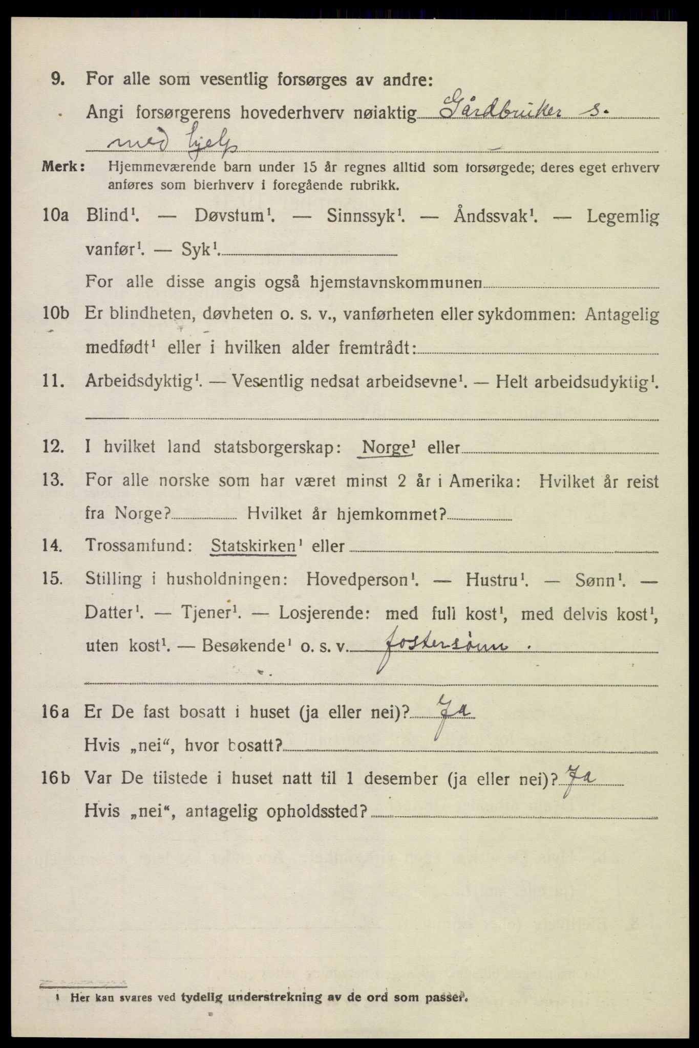 SAK, 1920 census for Austre Moland, 1920, p. 2228