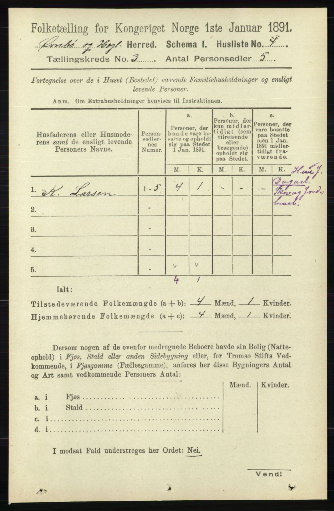 RA, 1891 census for 1016 Øvrebø og Hægeland, 1891, p. 502