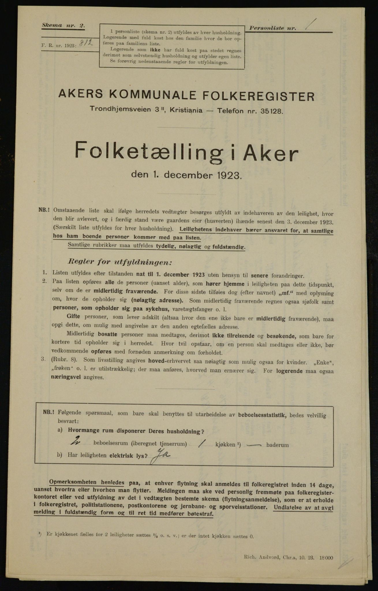 , Municipal Census 1923 for Aker, 1923, p. 41651