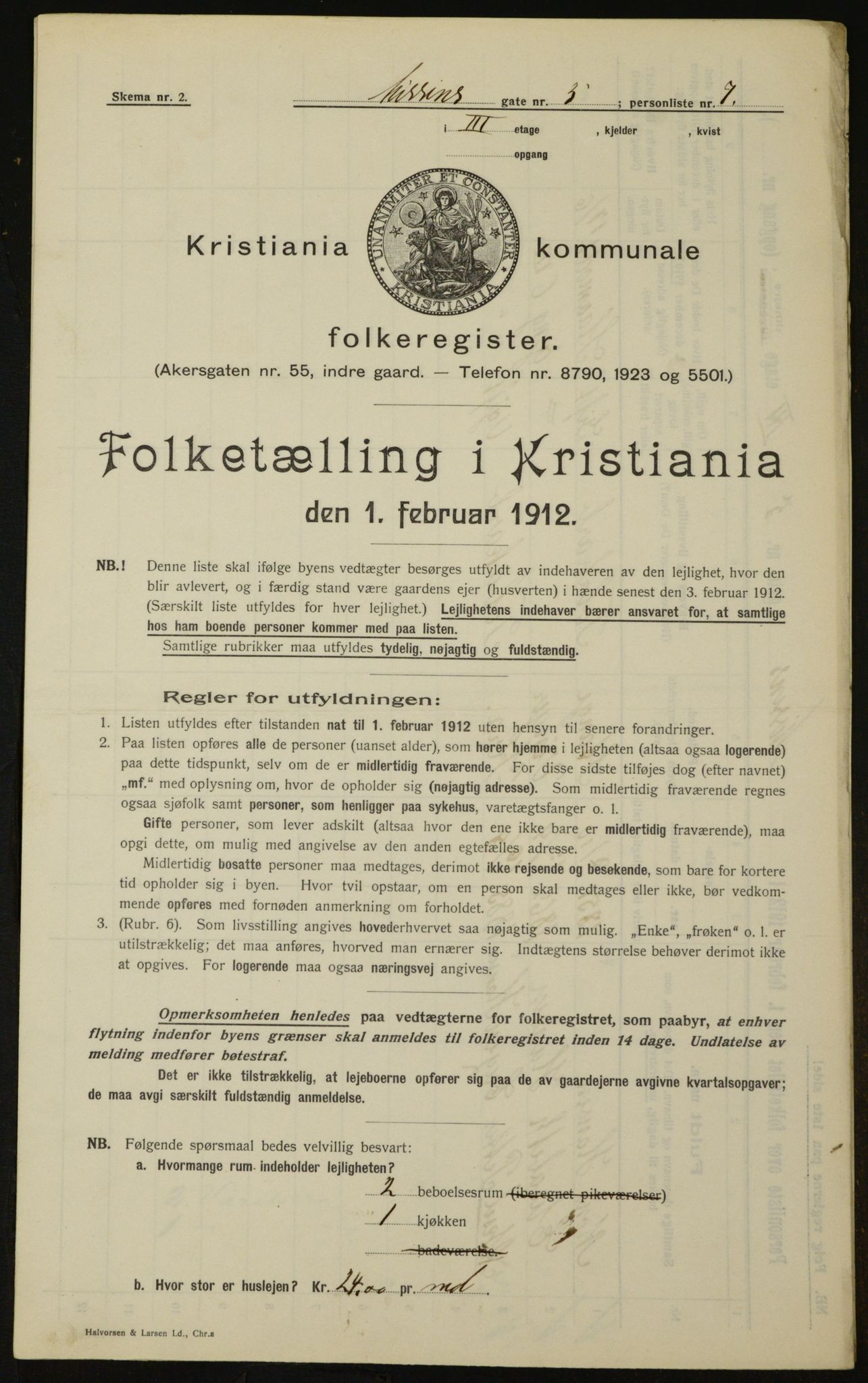 OBA, Municipal Census 1912 for Kristiania, 1912, p. 71764