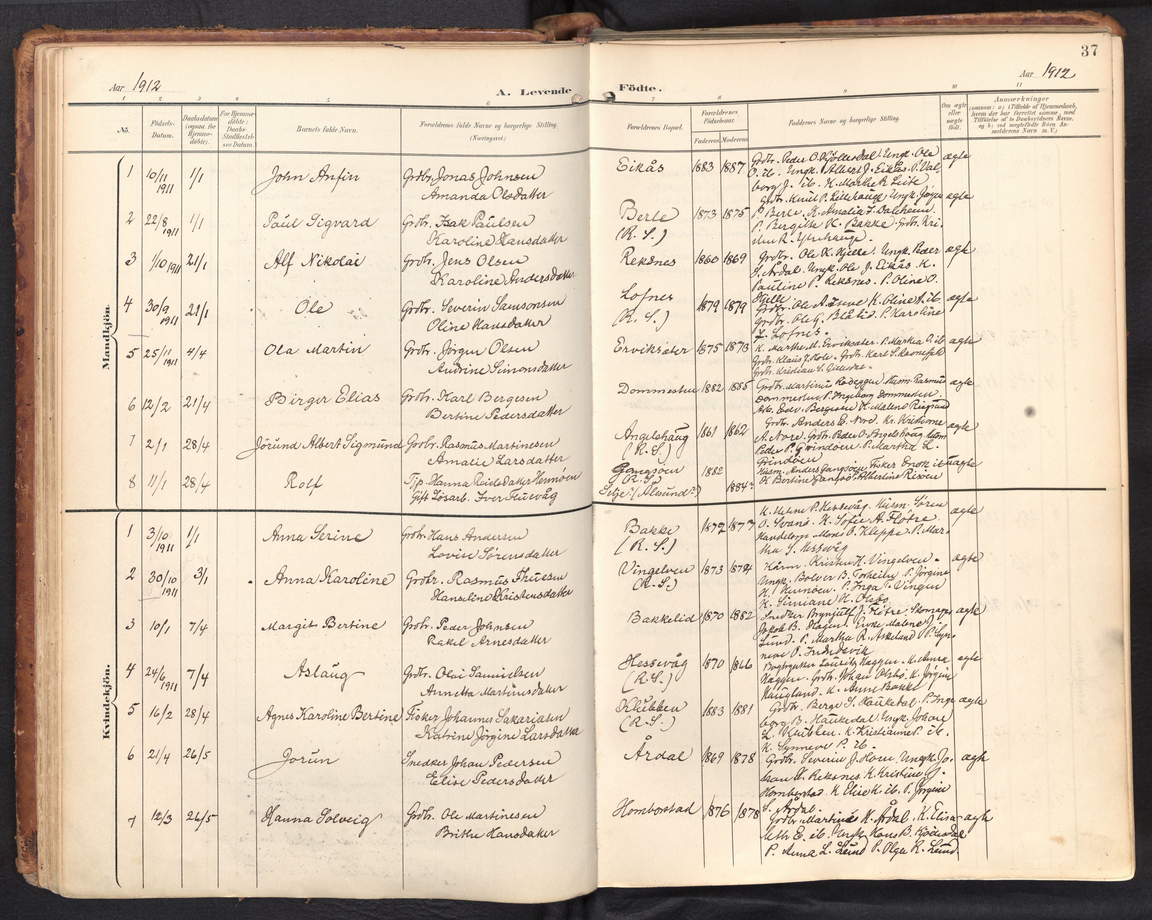 Davik sokneprestembete, AV/SAB-A-79701/H/Haa/Haab/L0002: Parish register (official) no. B 2, 1901-1934, p. 37