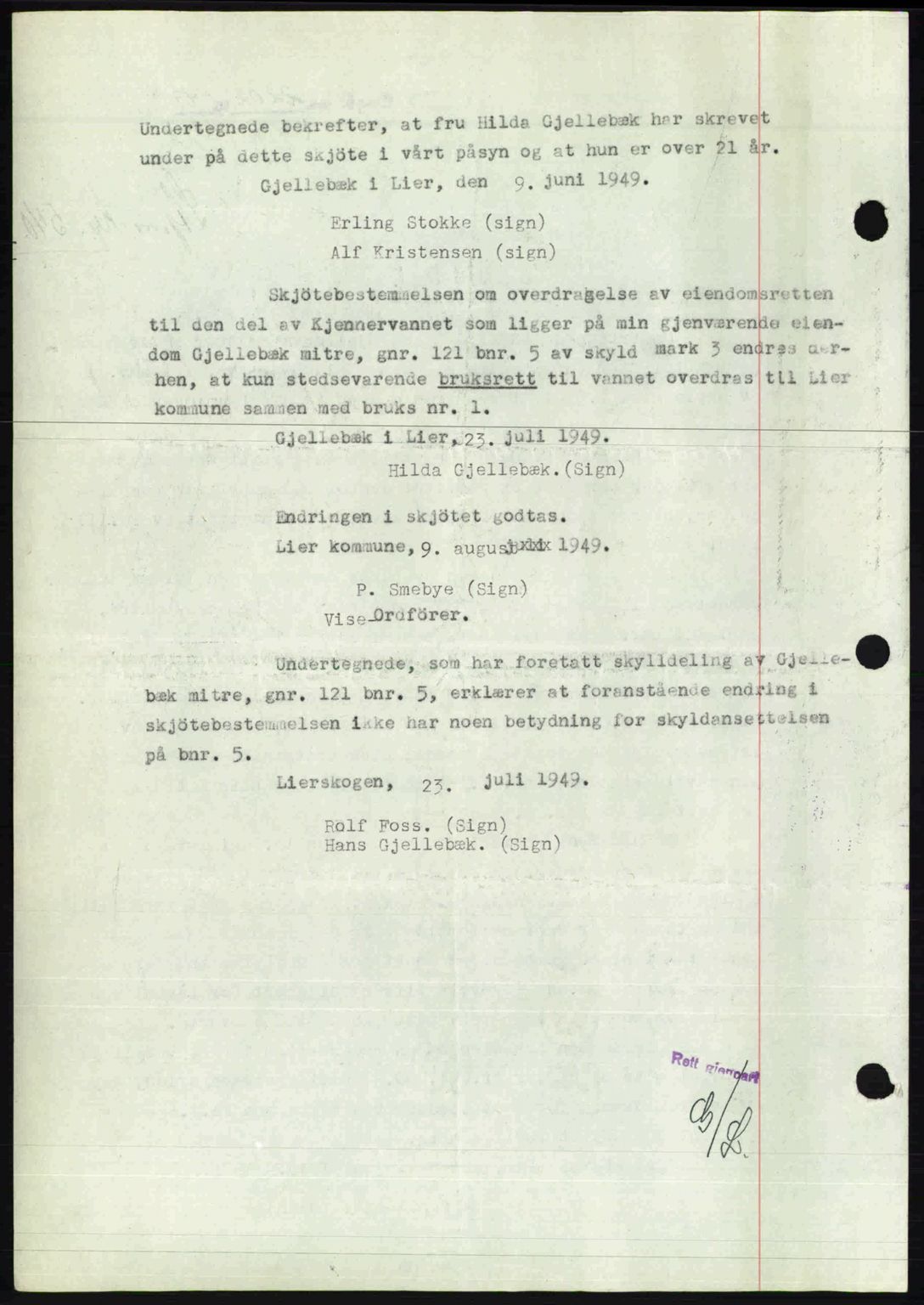 Lier, Røyken og Hurum sorenskriveri, SAKO/A-89/G/Ga/Gab/L0101: Mortgage book no. 101, 1949-1949, Diary no: : 2202/1949