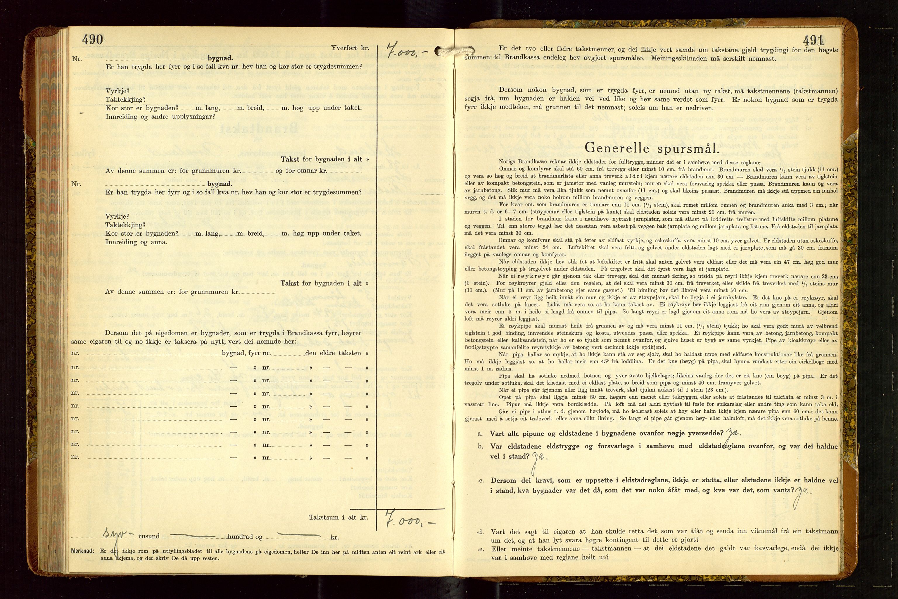 Hetland lensmannskontor, SAST/A-100101/Gob/L0005: "Brandtakstprotokoll", 1936-1938, p. 490-491