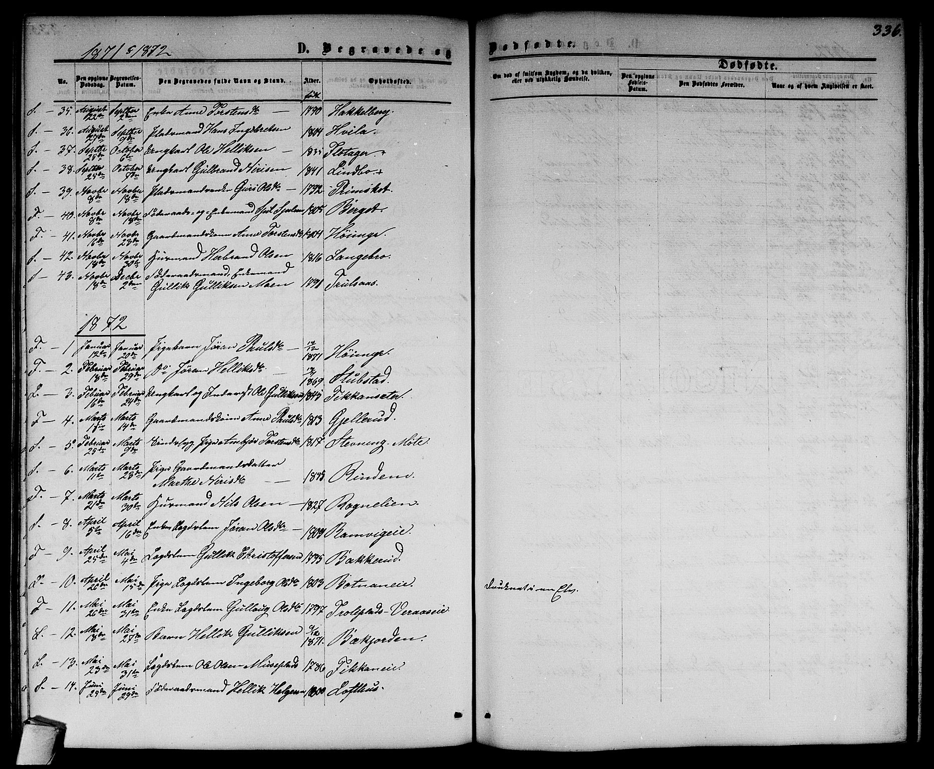 Flesberg kirkebøker, SAKO/A-18/G/Ga/L0003: Parish register (copy) no. I 3, 1861-1889, p. 336