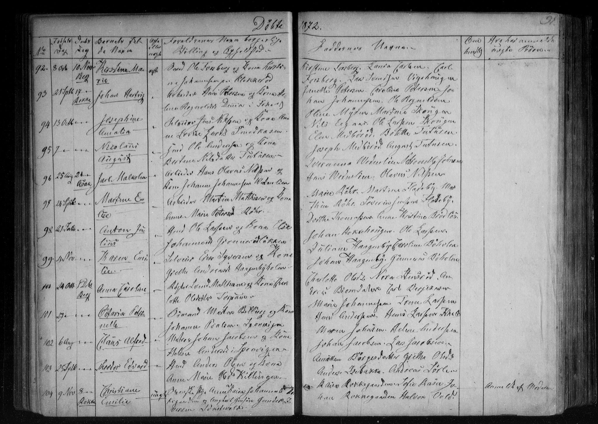 Berg prestekontor Kirkebøker, SAO/A-10902/F/Fa/L0005: Parish register (official) no. I 5, 1861-1877, p. 91