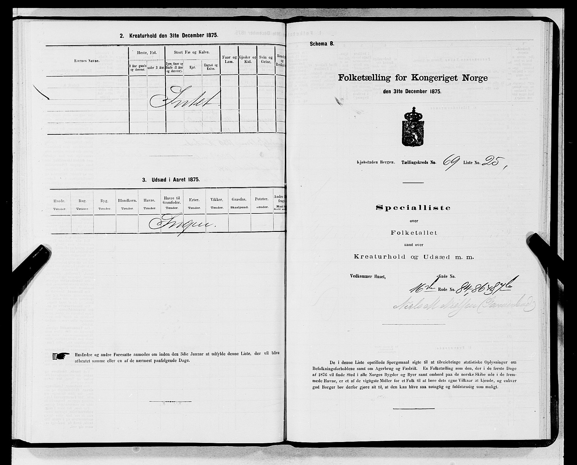 SAB, 1875 census for 1301 Bergen, 1875, p. 3705