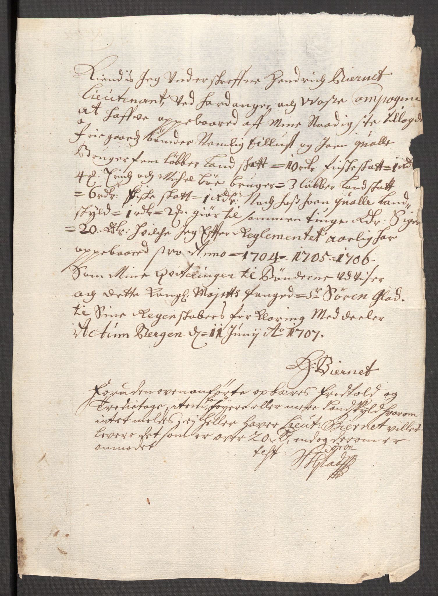 Rentekammeret inntil 1814, Reviderte regnskaper, Fogderegnskap, RA/EA-4092/R51/L3188: Fogderegnskap Nordhordland og Voss, 1706-1707, p. 62
